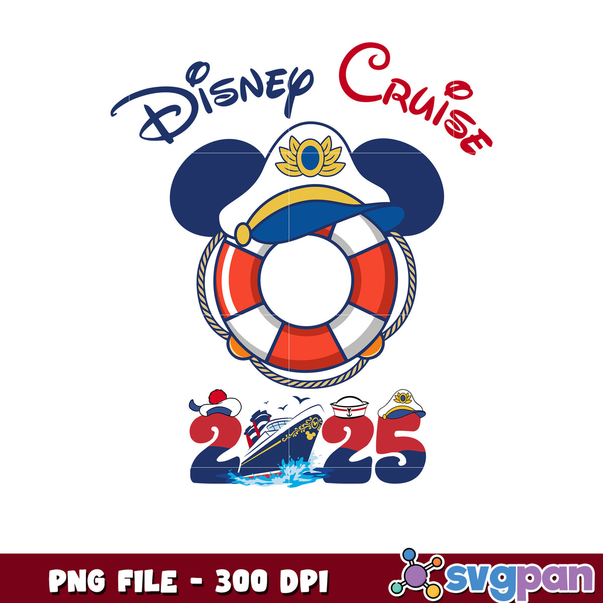 Disney Cruise 2025 Lifebuoy Captain Mickey PNG Design
