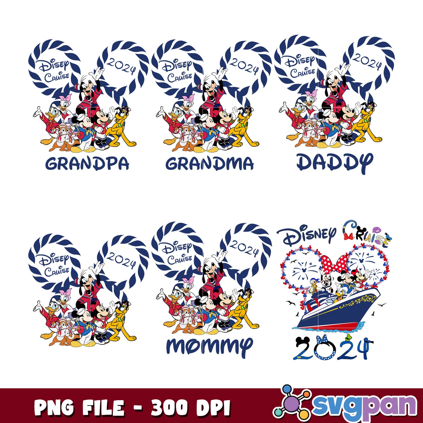 Disney Cruise Family PNG Bundle 2024