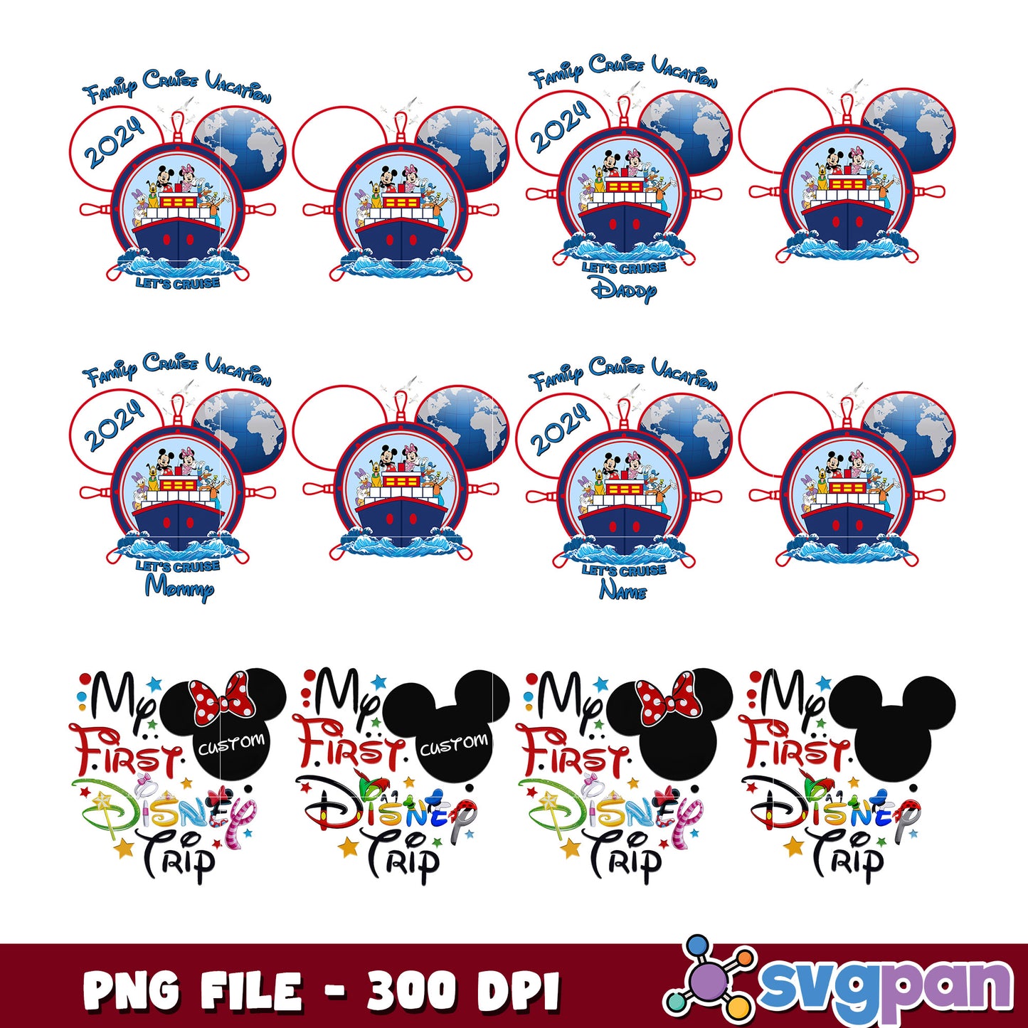 Disney Cruise Family Vacation PNG Bundle 2024