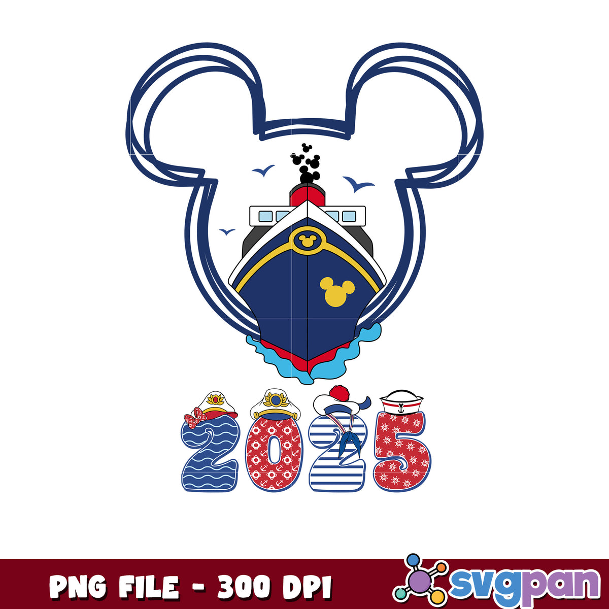Disney Cruise Line 2025 Mickey Mouse Boat Design PNG