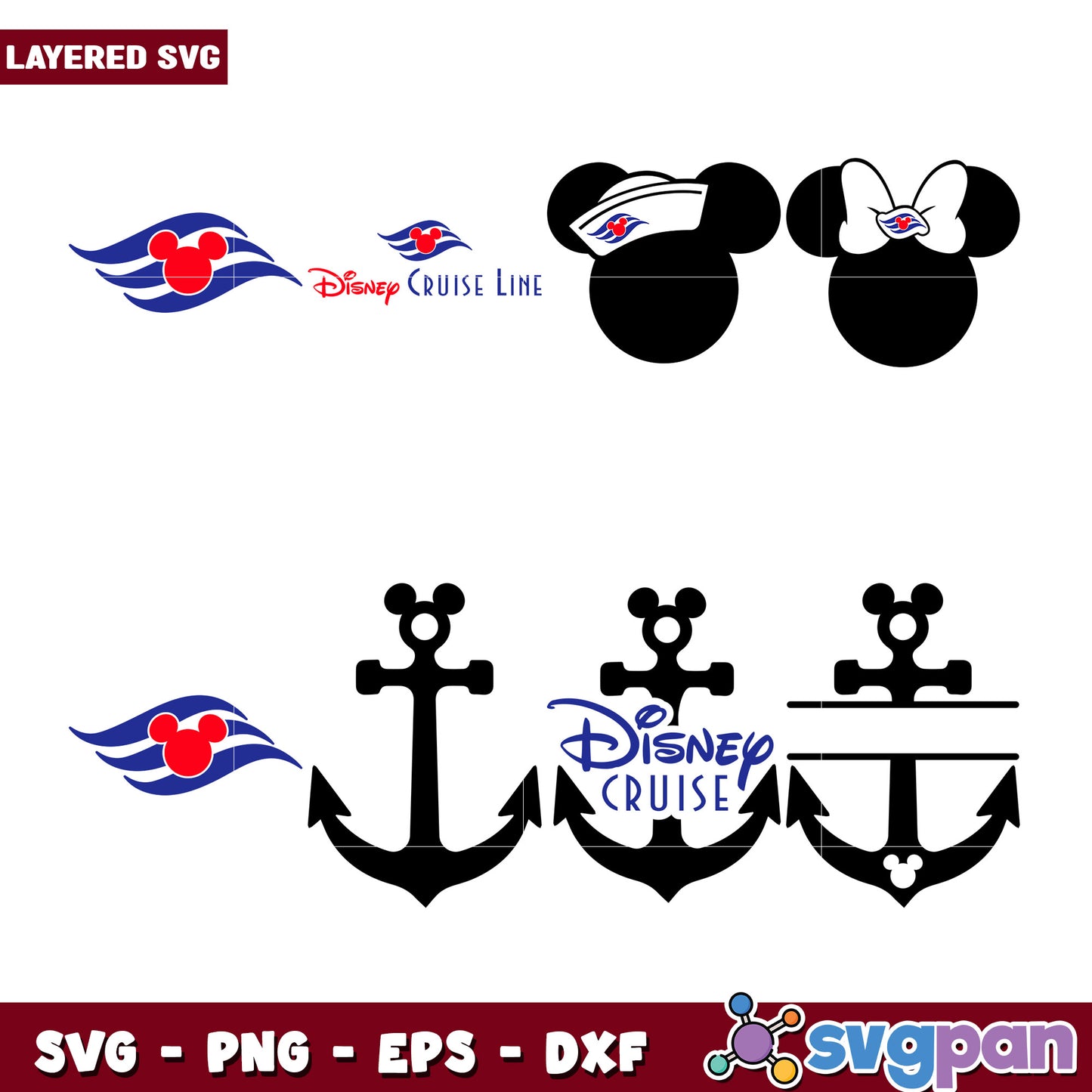Disney Cruise SVG Bundle Mickey Mouse Anchors
