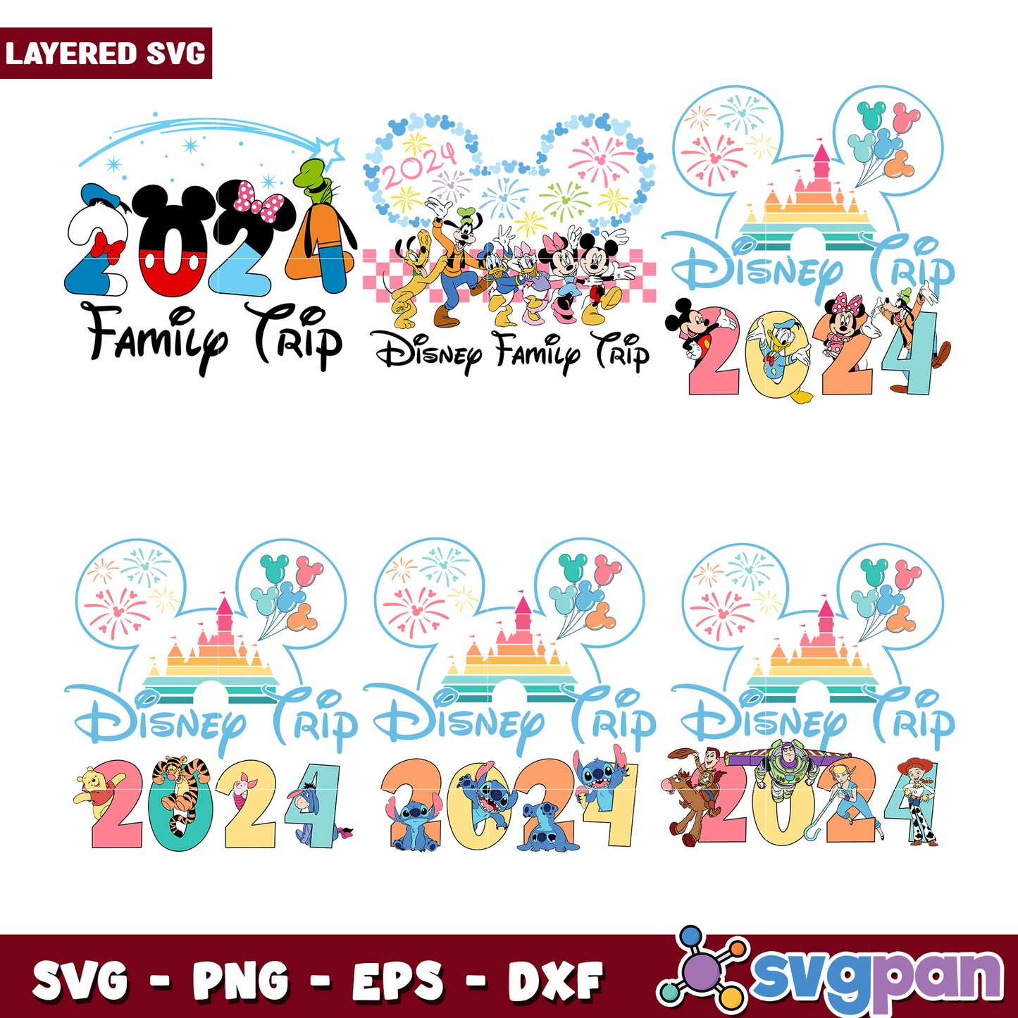 Disney Family Trip Bundle 2024 SVG Designs Pack