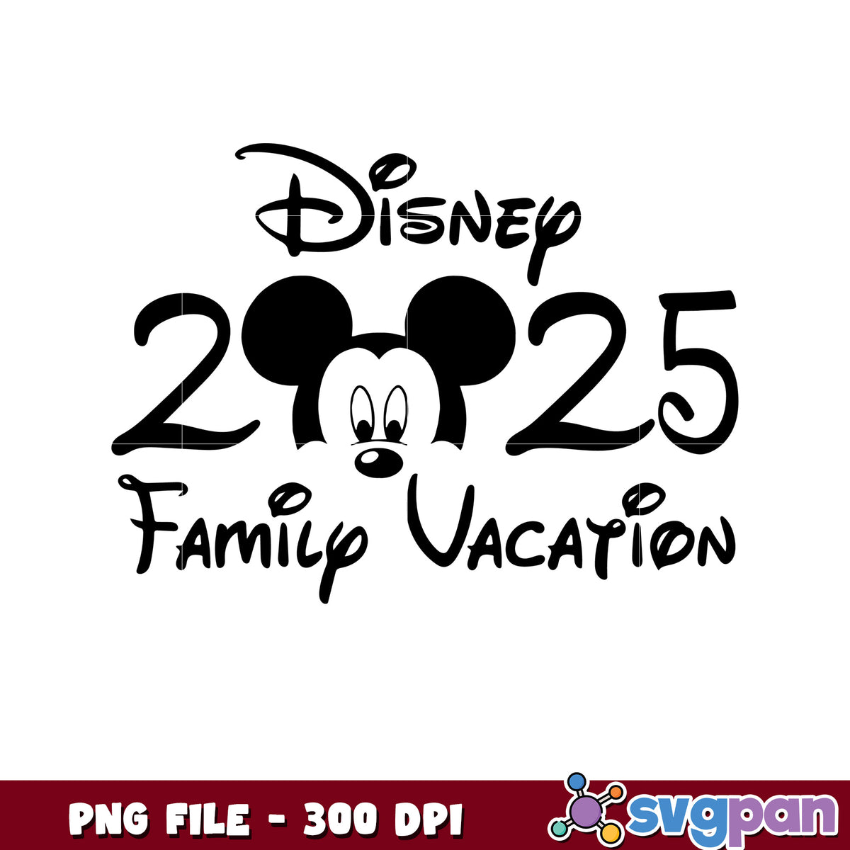 Disney Family Vacation 2025 Mickey Mouse PNG Design