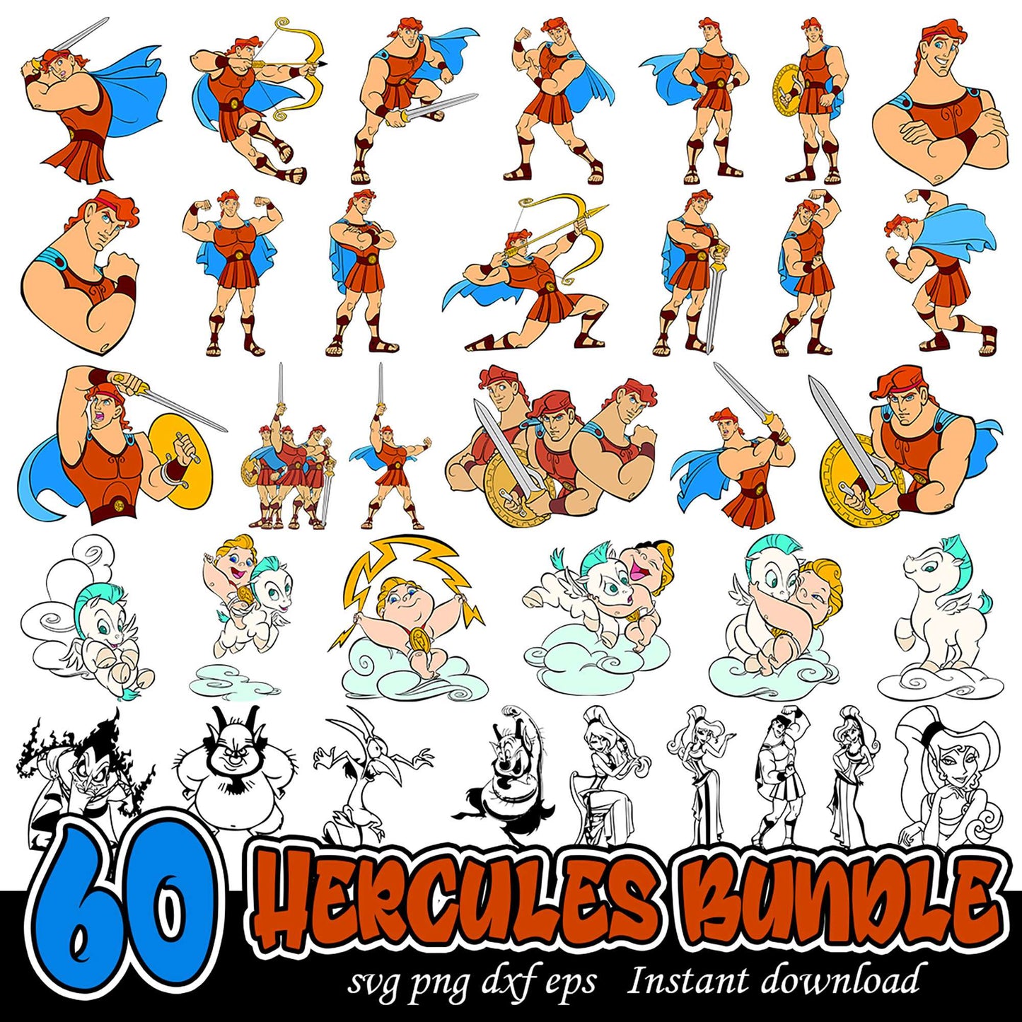 Disney Hercules Bundle SVG PNG EPS 60 Designs Download