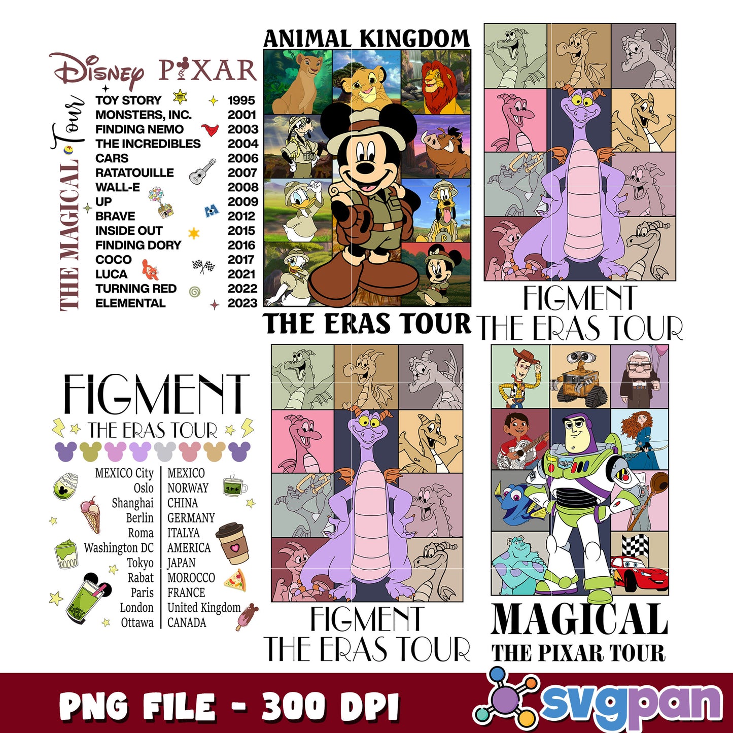Disney Pixar Eras Tour Bundle PNG