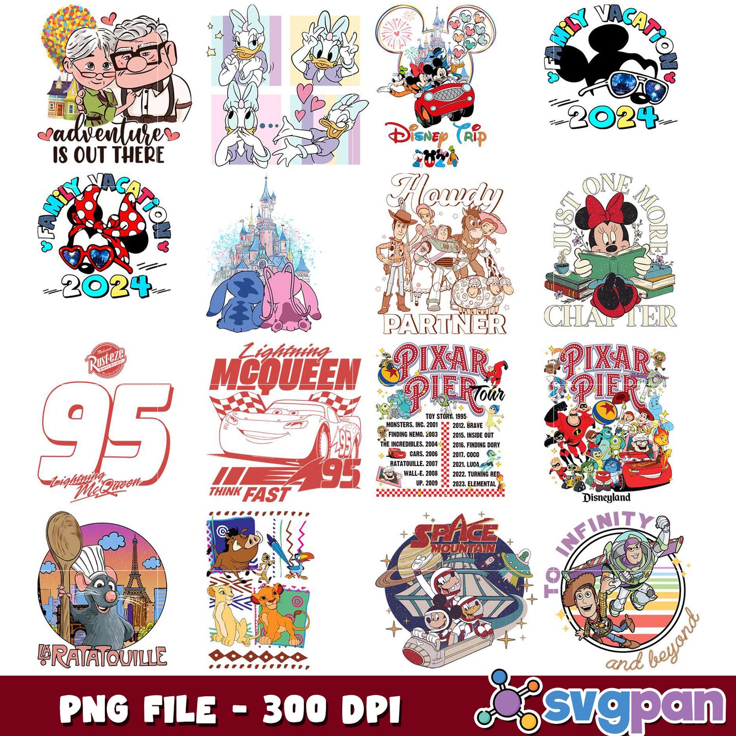 Disney Pixar PNG Bundle 300 DPI Images