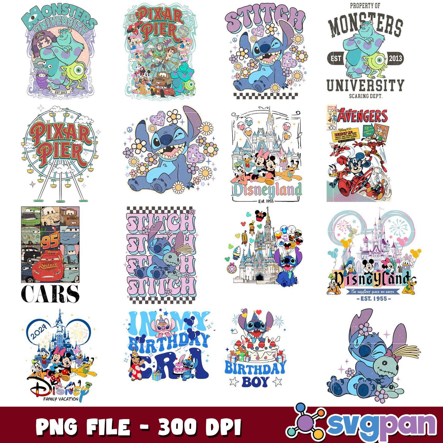 Disney Pixar Stitch Bundle PNG 300 DPI