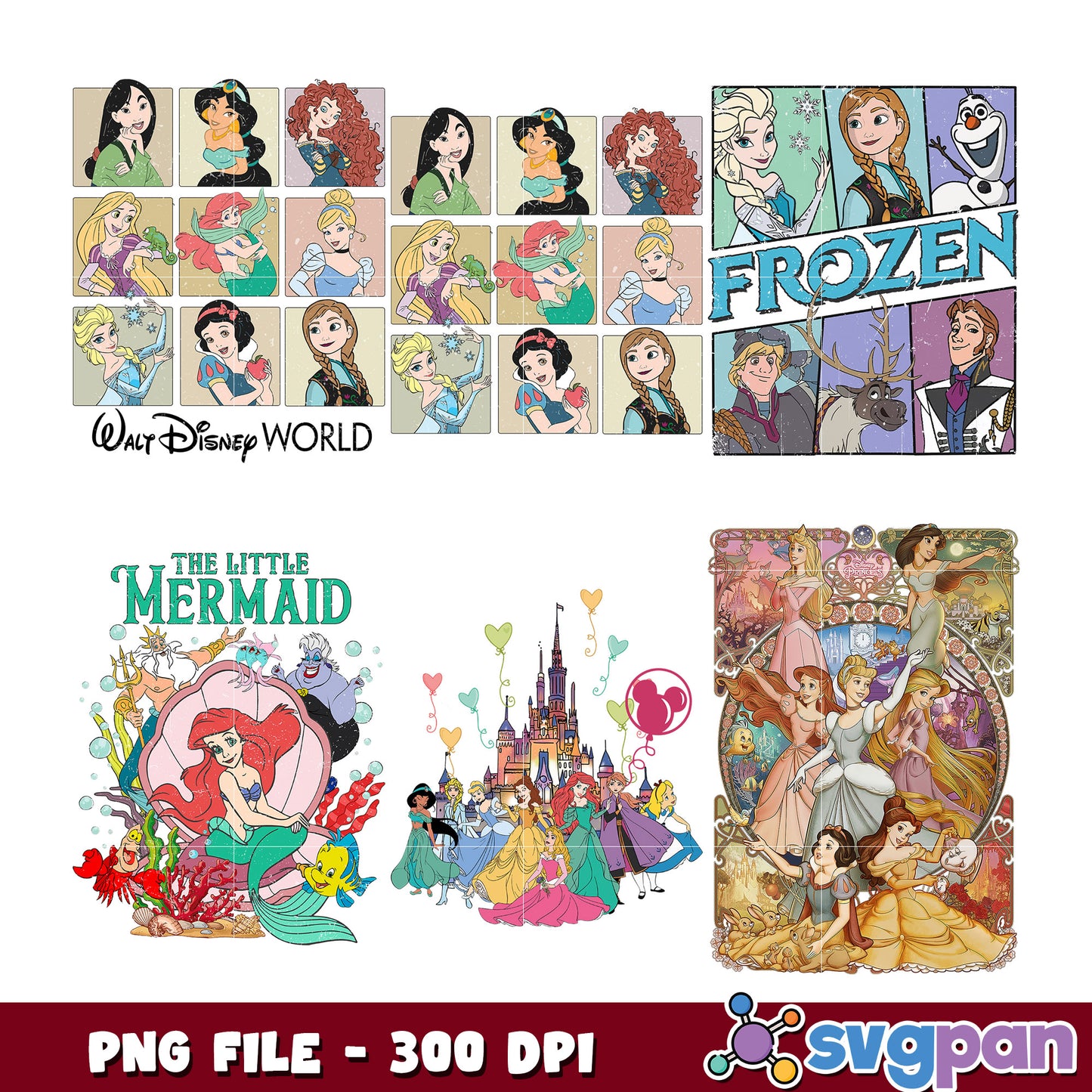 Disney Princess Bundle PNG 300 DPI