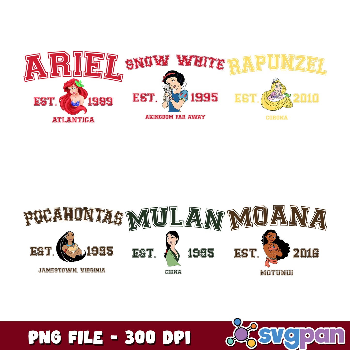 Disney Princess Character Bundle PNG Files Download