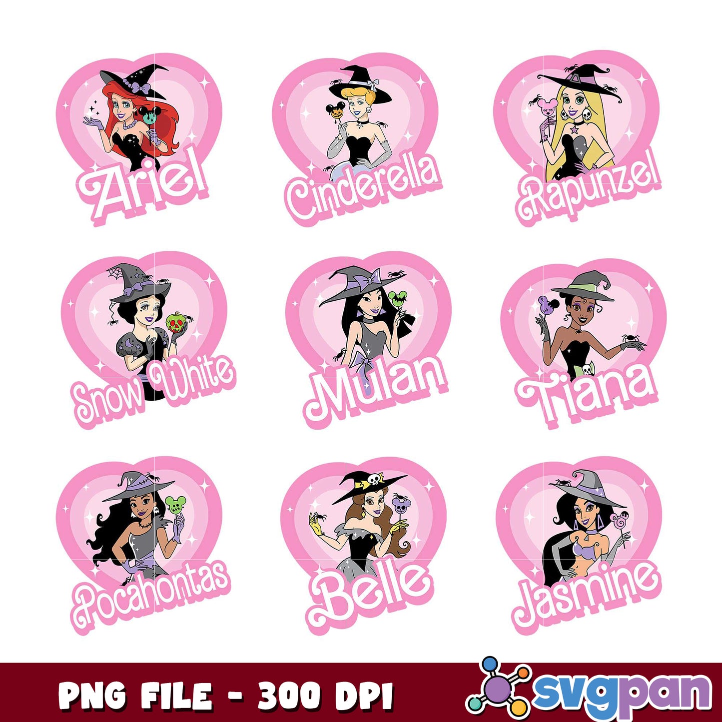 Disney Princess Halloween Bundle PNG Files 300 DPI