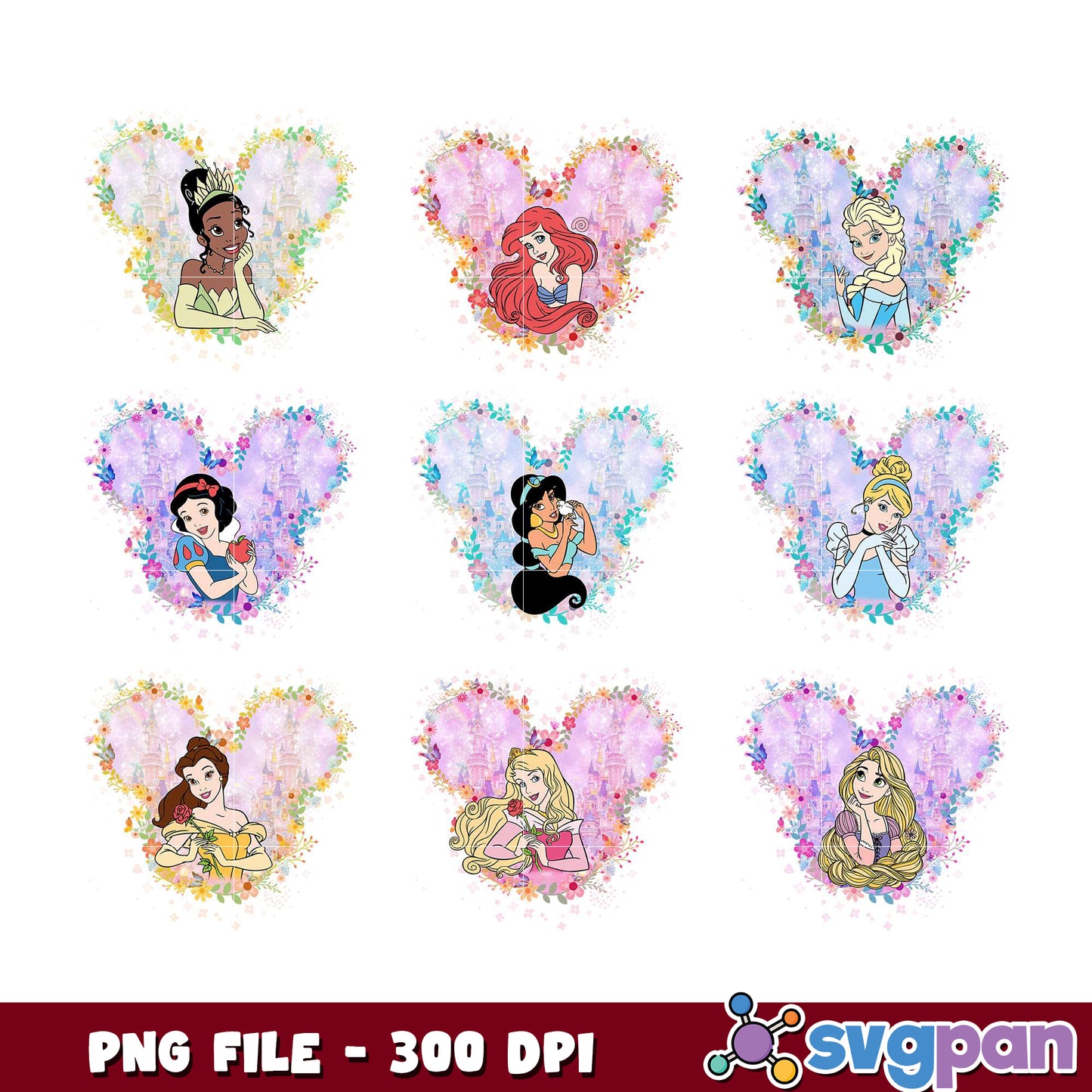 Disney Princess Mickey Ears PNG Bundle