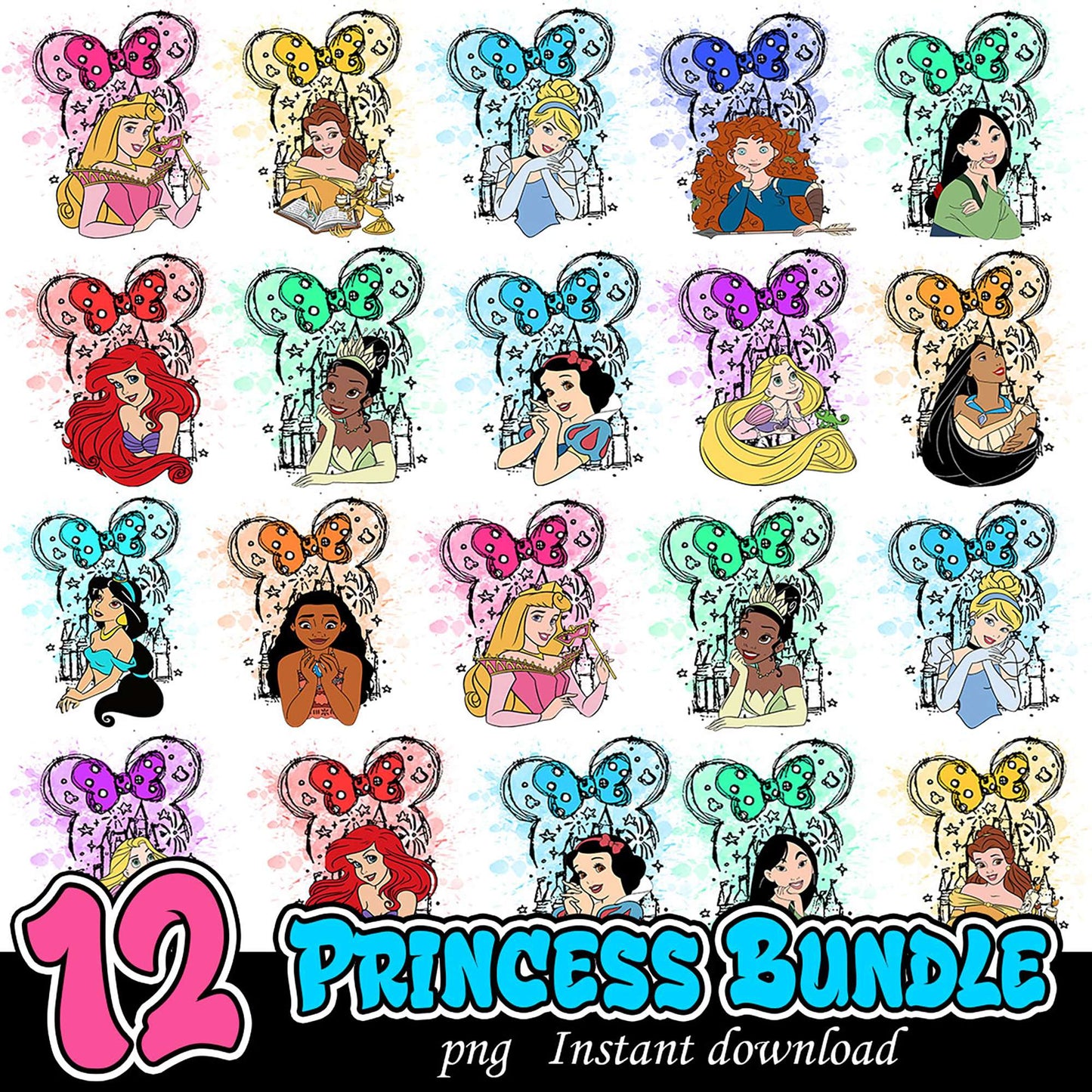 Disney Princess PNG Bundle - Instant Download