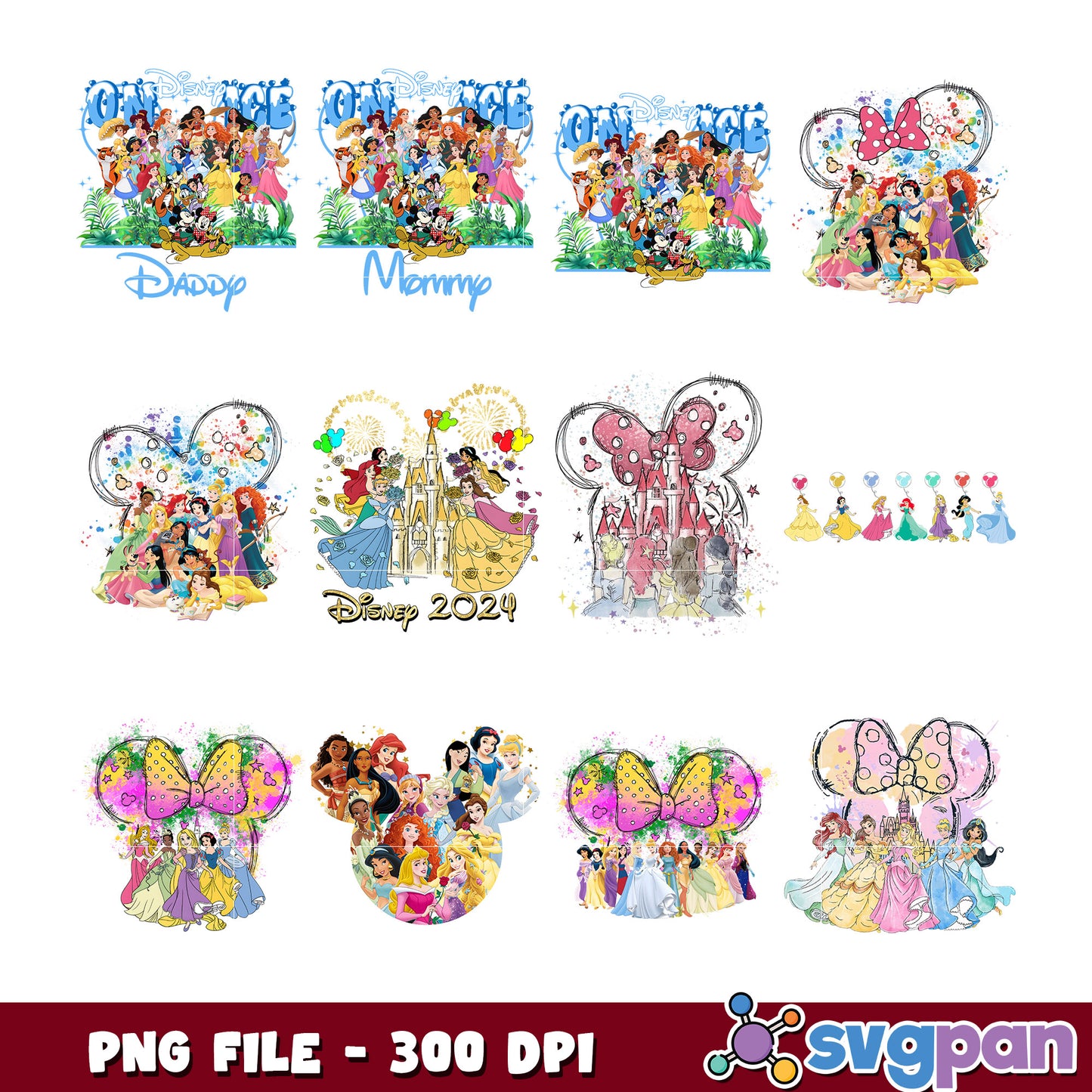 Disney Princess PNG Bundle for 2024 Celebrations