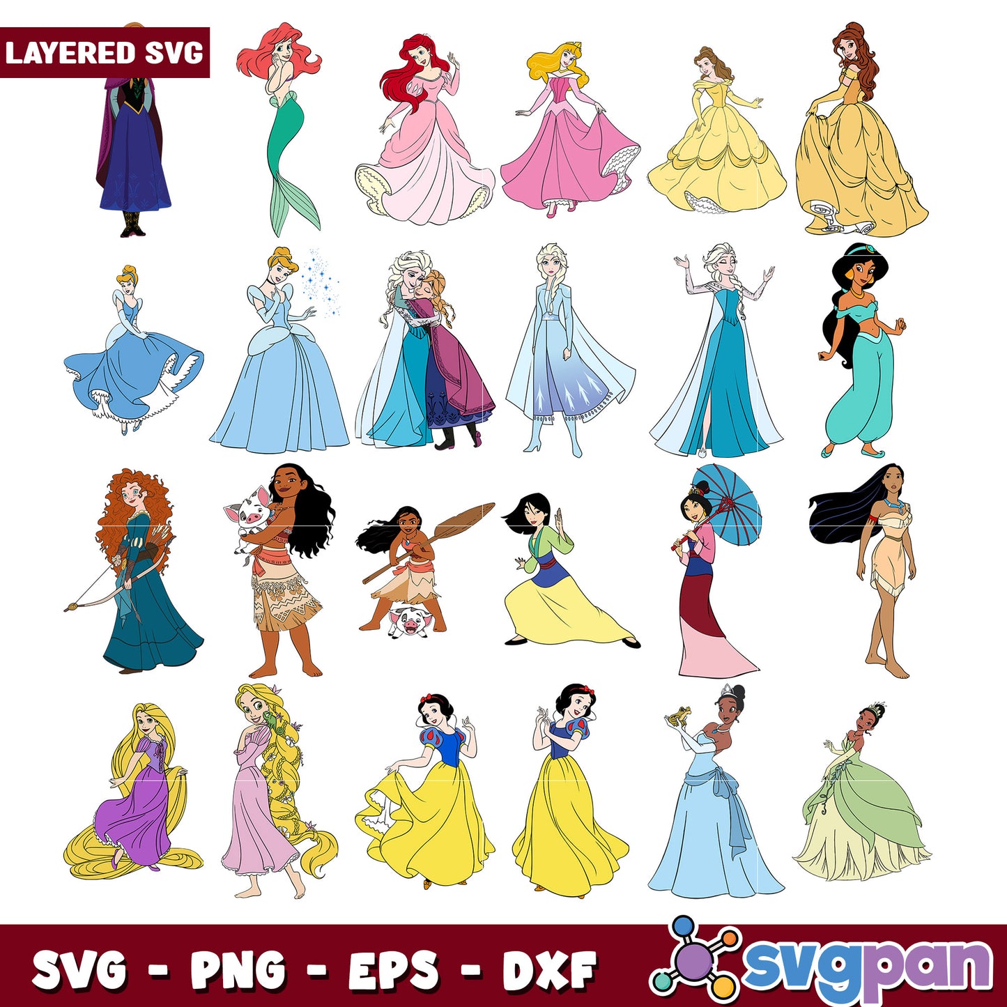Disney Princess SVG Bundle for Crafting Projects