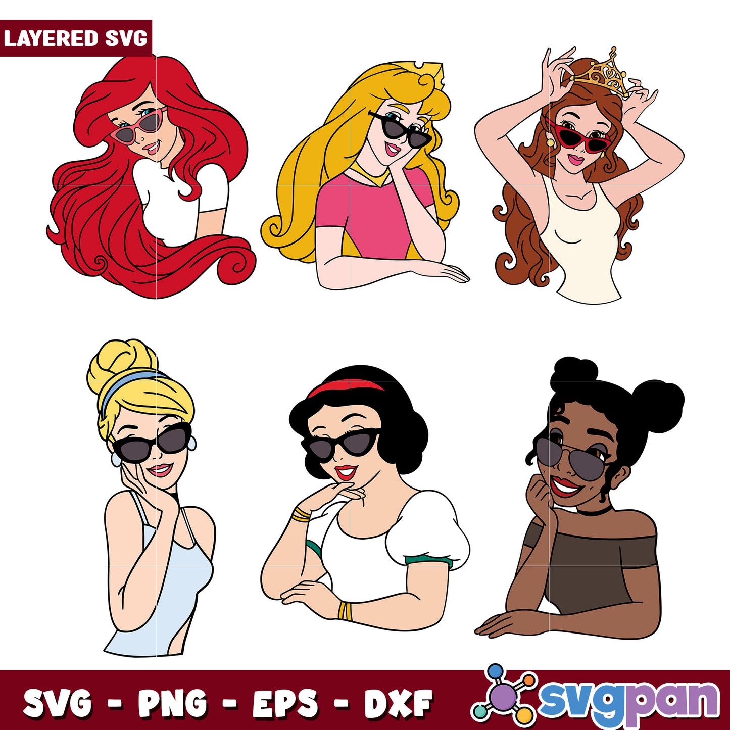 Disney Princesses Sunglasses SVG Bundle