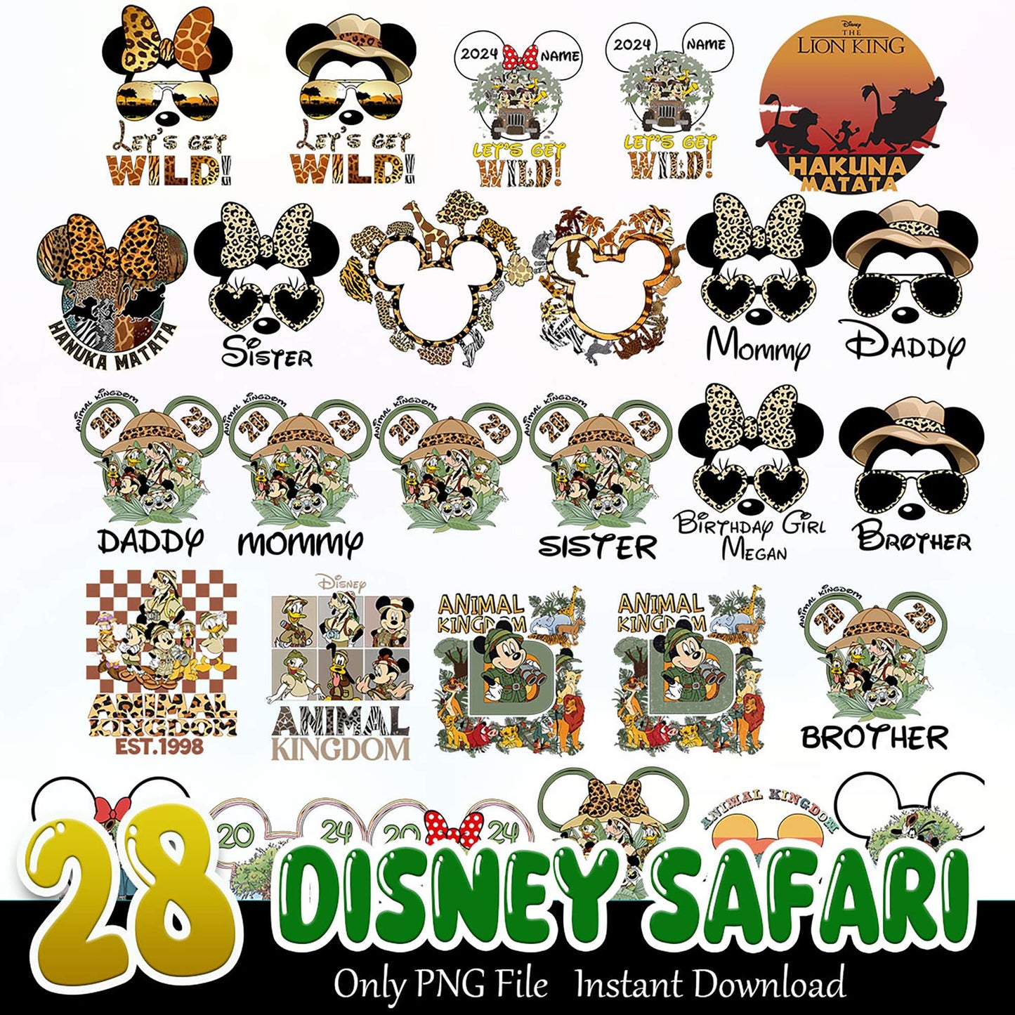 Disney Safari Bundle SVG PNG Instant Download