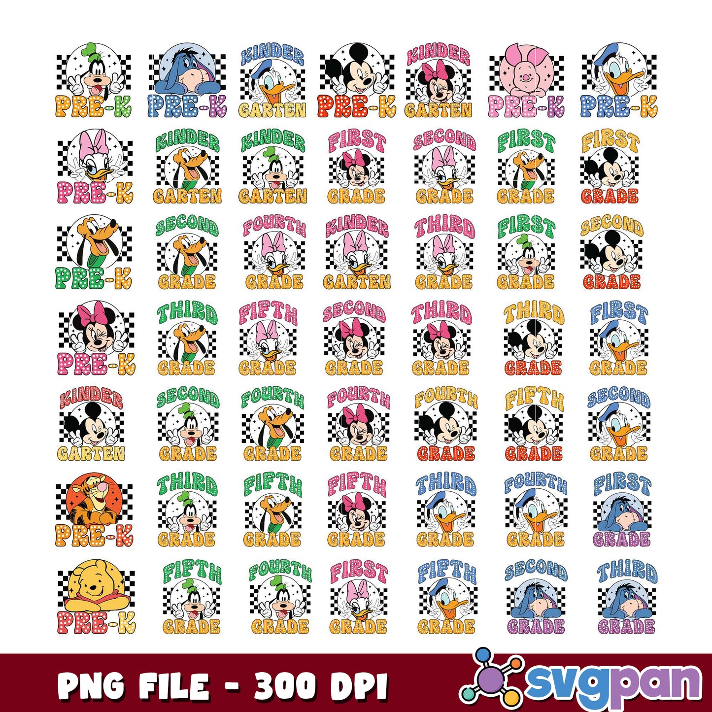 Disney School Grades PNG Bundle