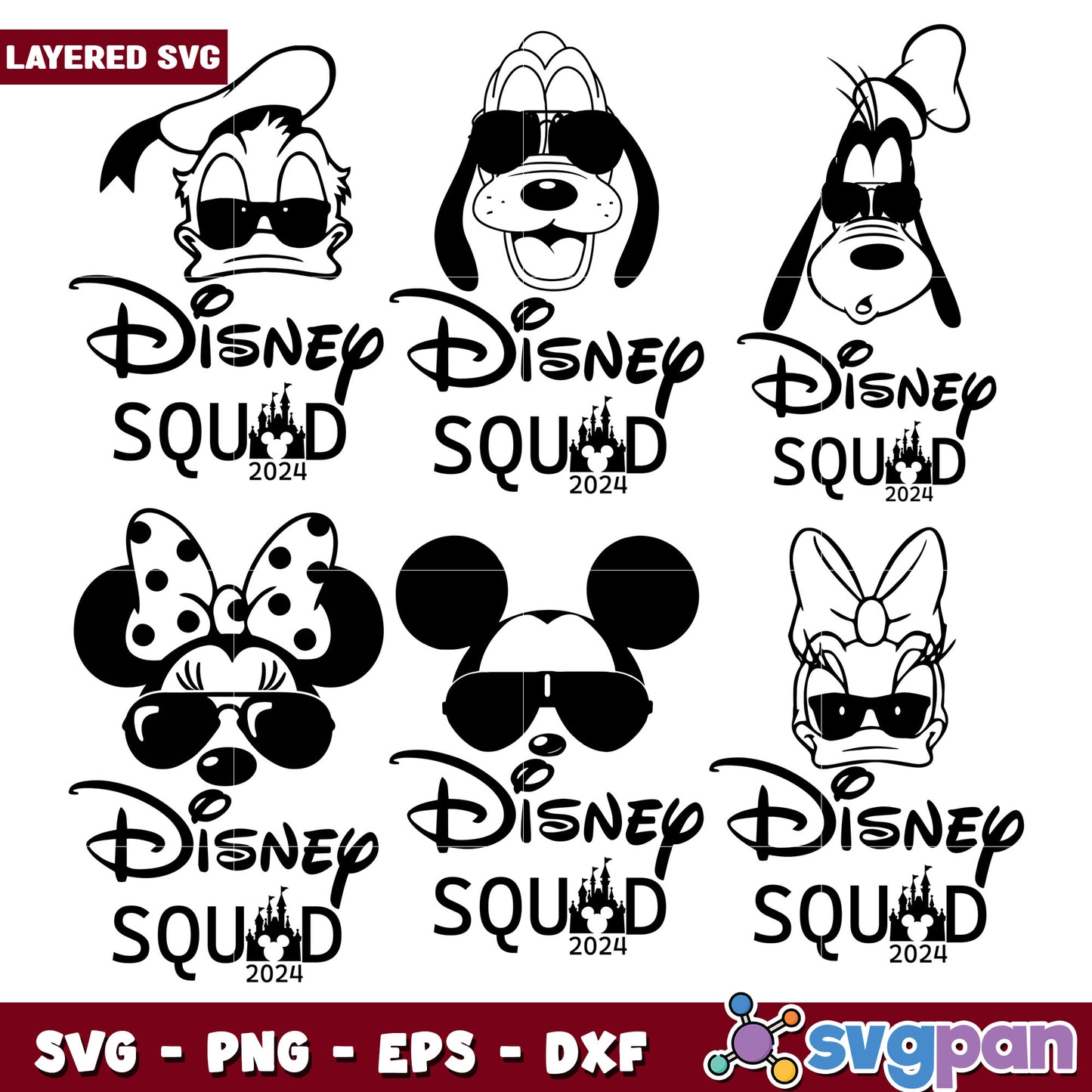 Disney Squad 2024 SVG Bundle Mickey, Minnie, & More