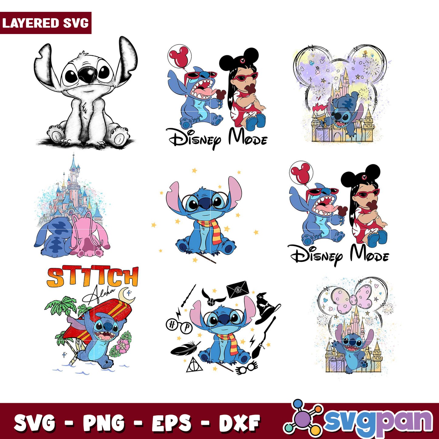 Disney Stitch Bundle SVG Cut Files for Crafters
