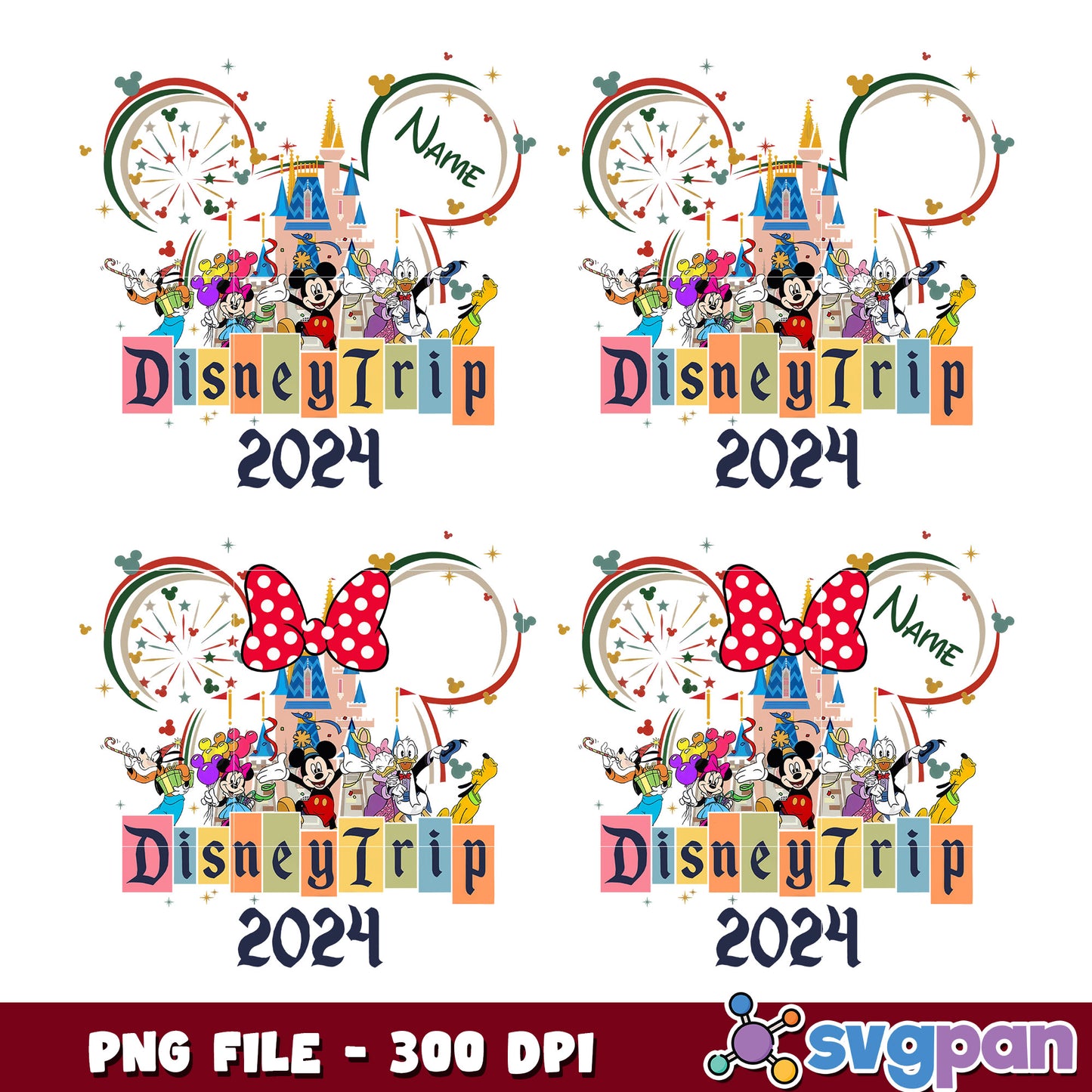 Disney Trip 2024 Custom Name PNG Bundle Design