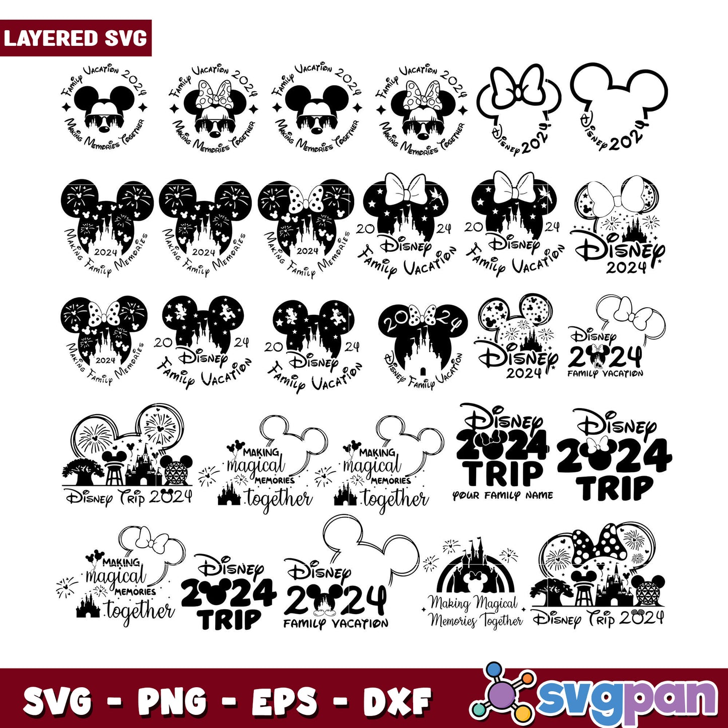 Disney Vacation SVG Bundle 2024 Family Trip Design