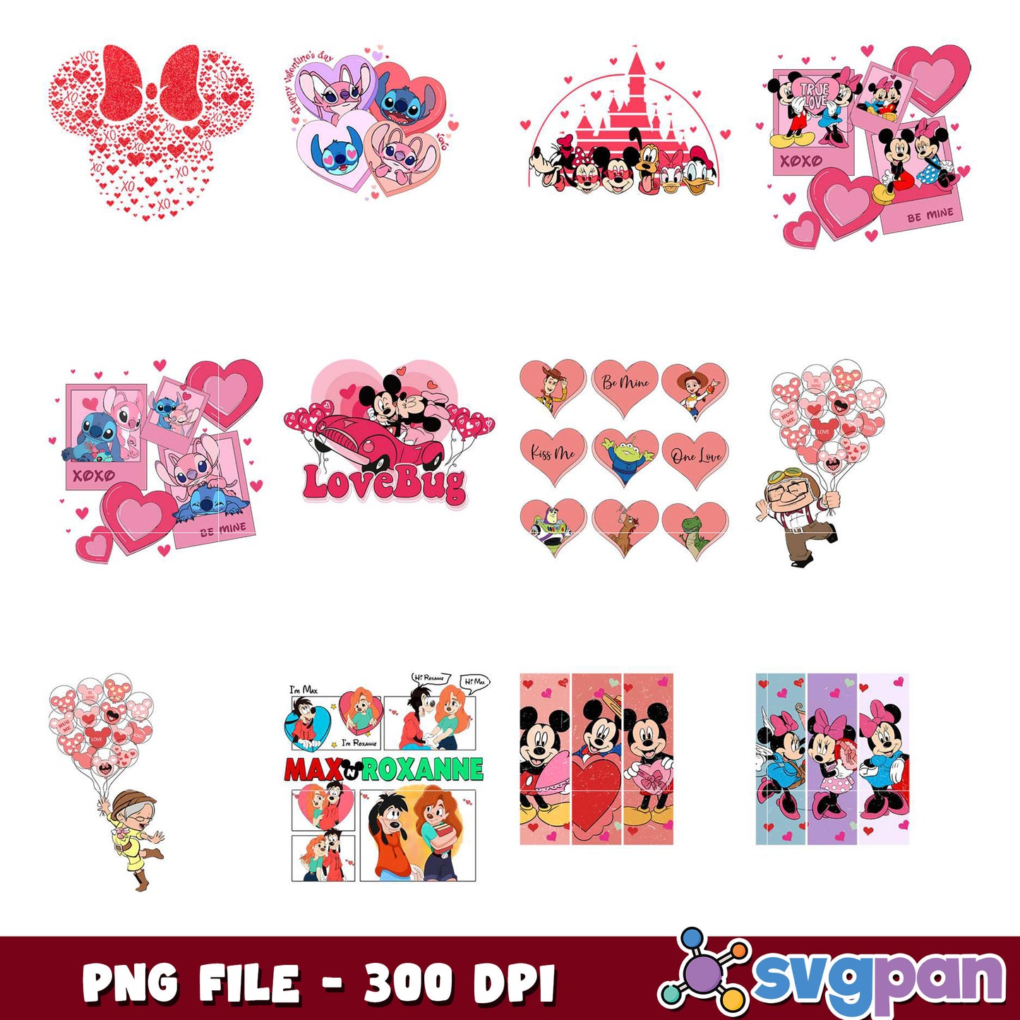 Disney Valentine's PNG Bundle - 300 DPI