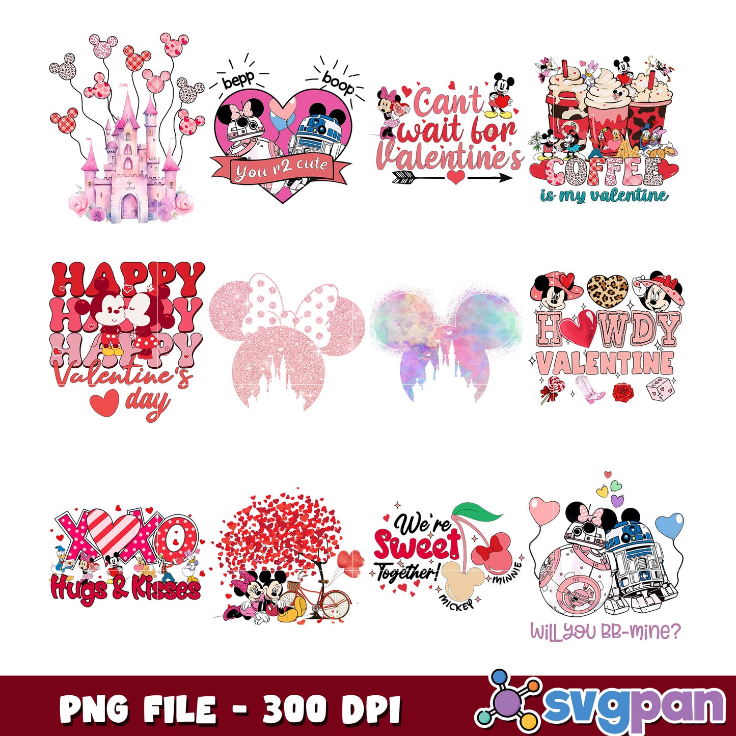 Disney Valentine's PNG Bundle