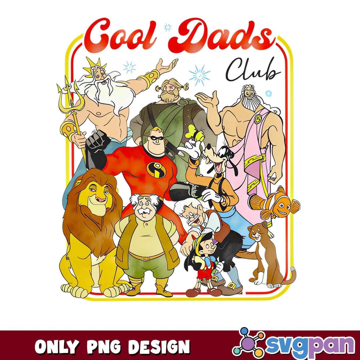 Disney Cool Dads Club PNG, Father's Day Disney PNG, Dad PNG