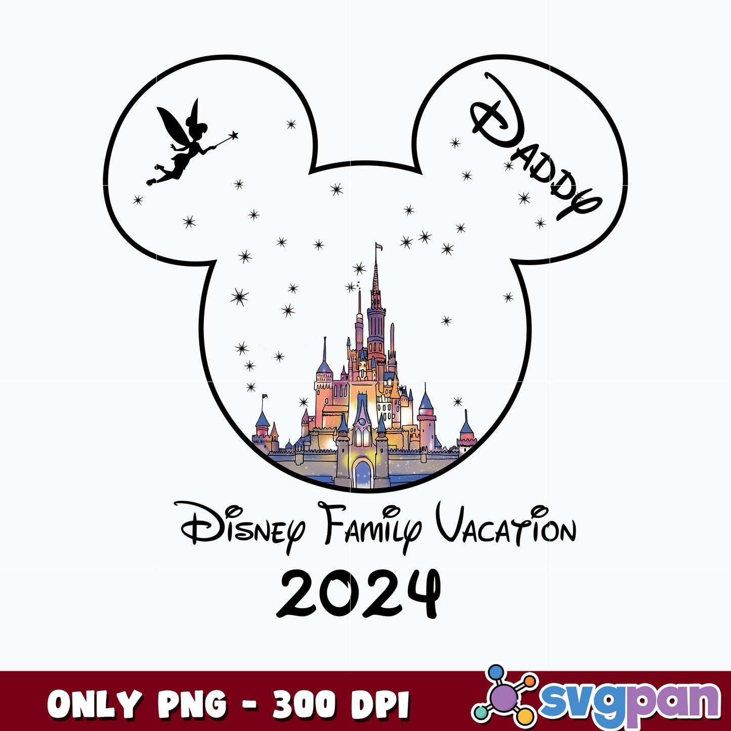 Daddy Mickey Head Disney Family Vacation 2024 png