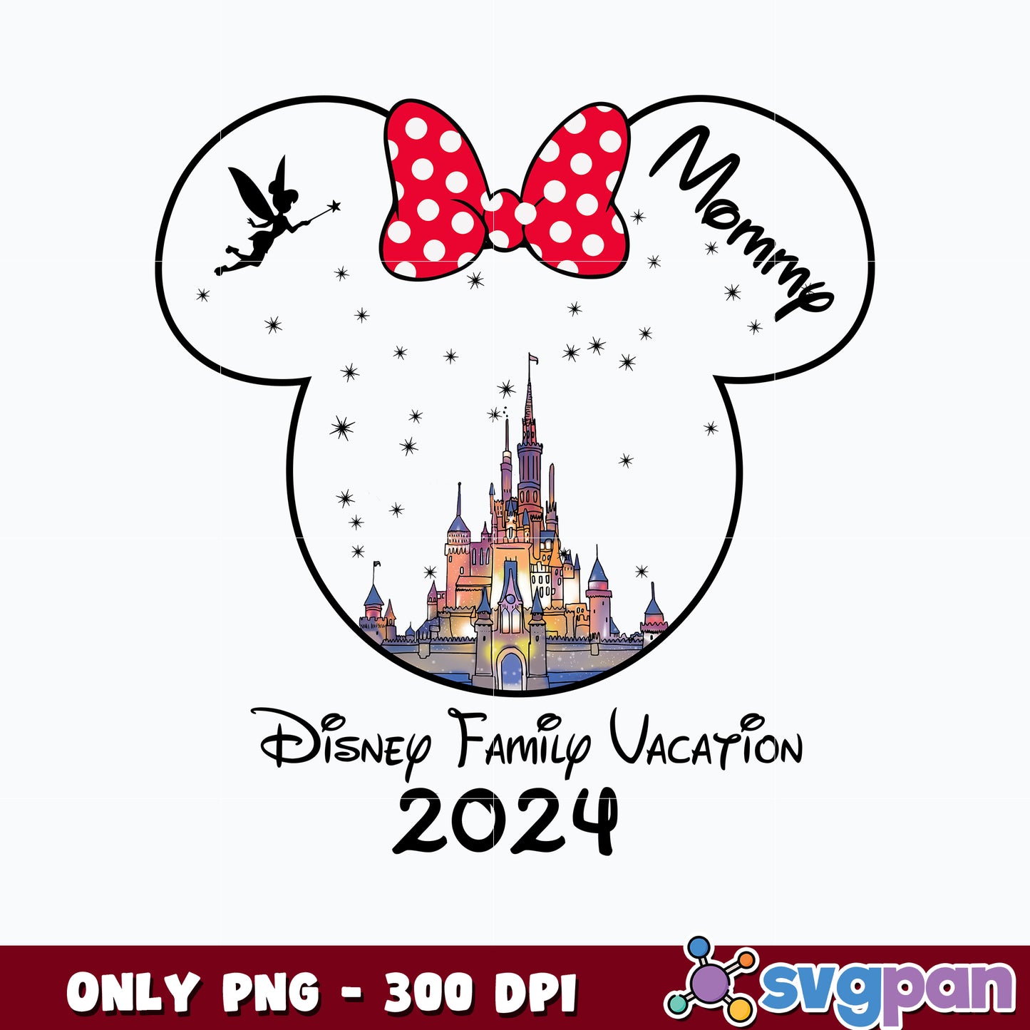 Daddy Minnie Head Disney Family Vacation 2024 png