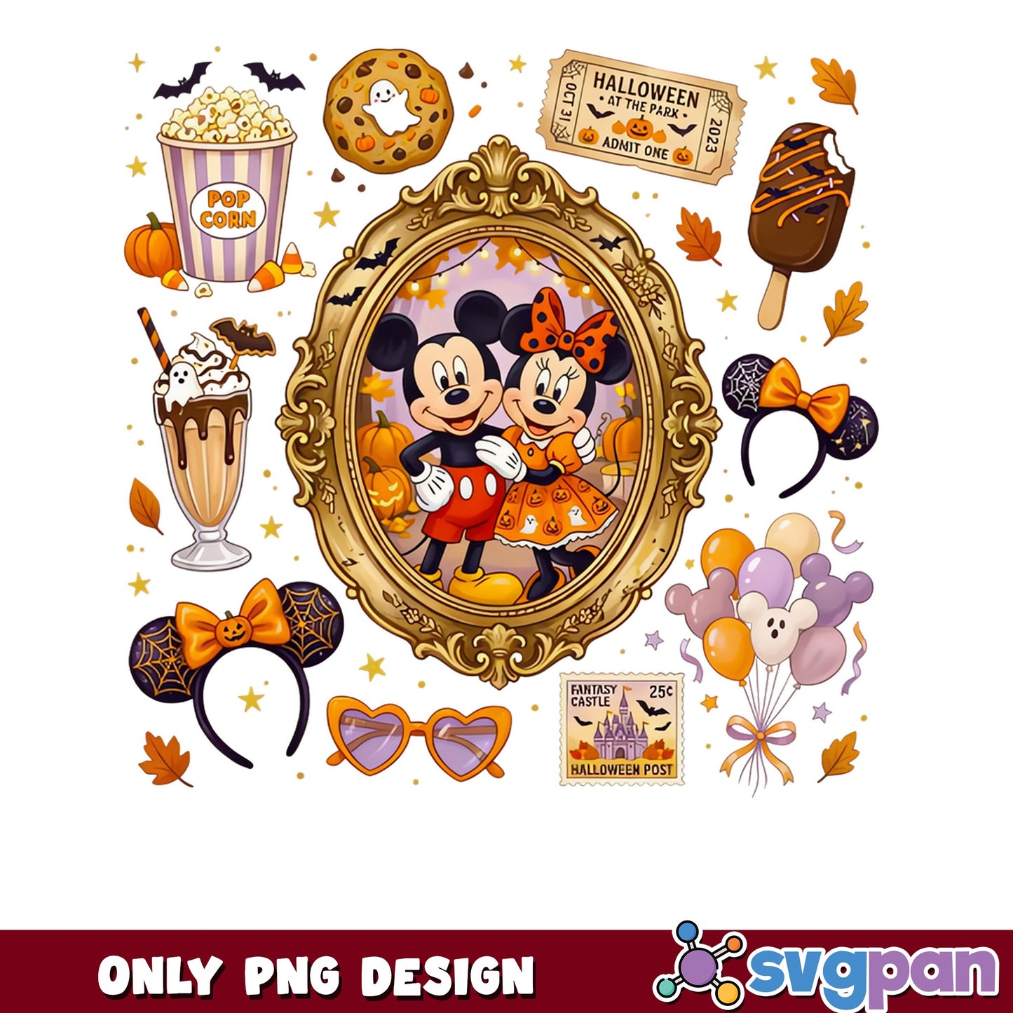 Disney Halloween PNG Bundle, Mickey Minnie Mouse Clipart, Spooky Fall PNG
