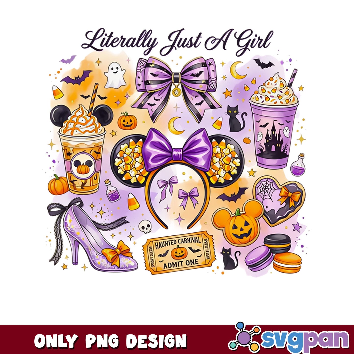 Disney Halloween PNG, Literally Just A Girl Minnie Mouse, Spooky PNG