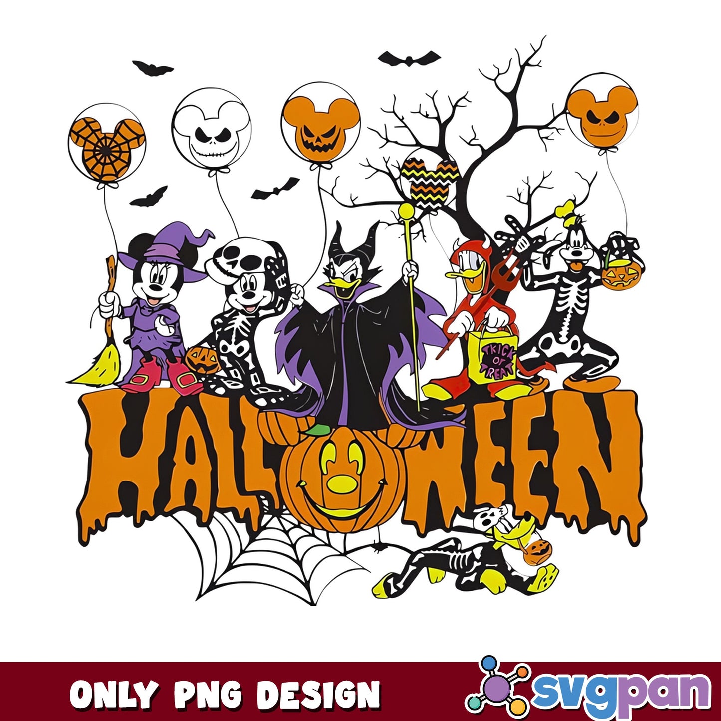 Disney Halloween Skeleton PNG, Mickey Friends Trick Or Treat, Halloween PNG