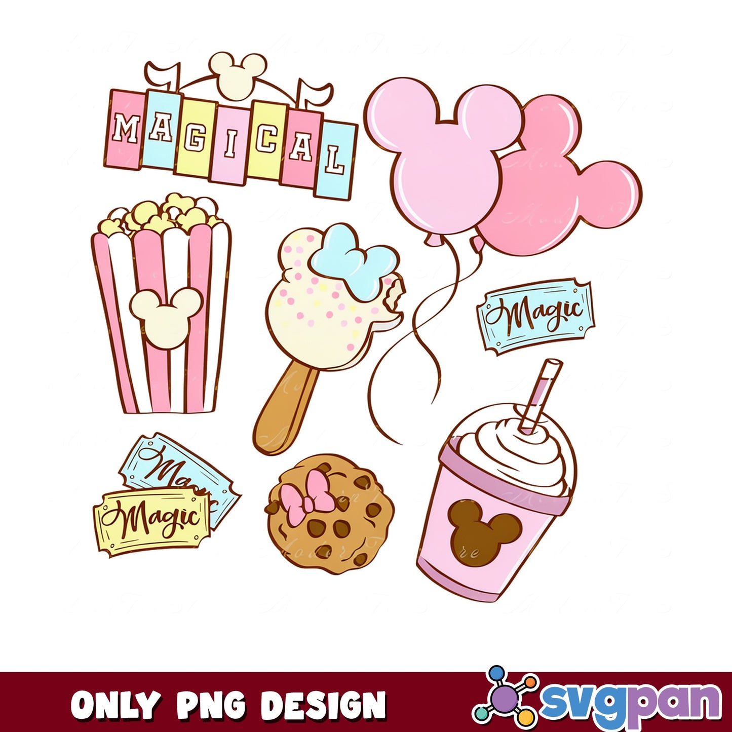 Disney Magical Snacks PNG Bundle, Mickey Mouse Food PNG, Disney Trip PNG