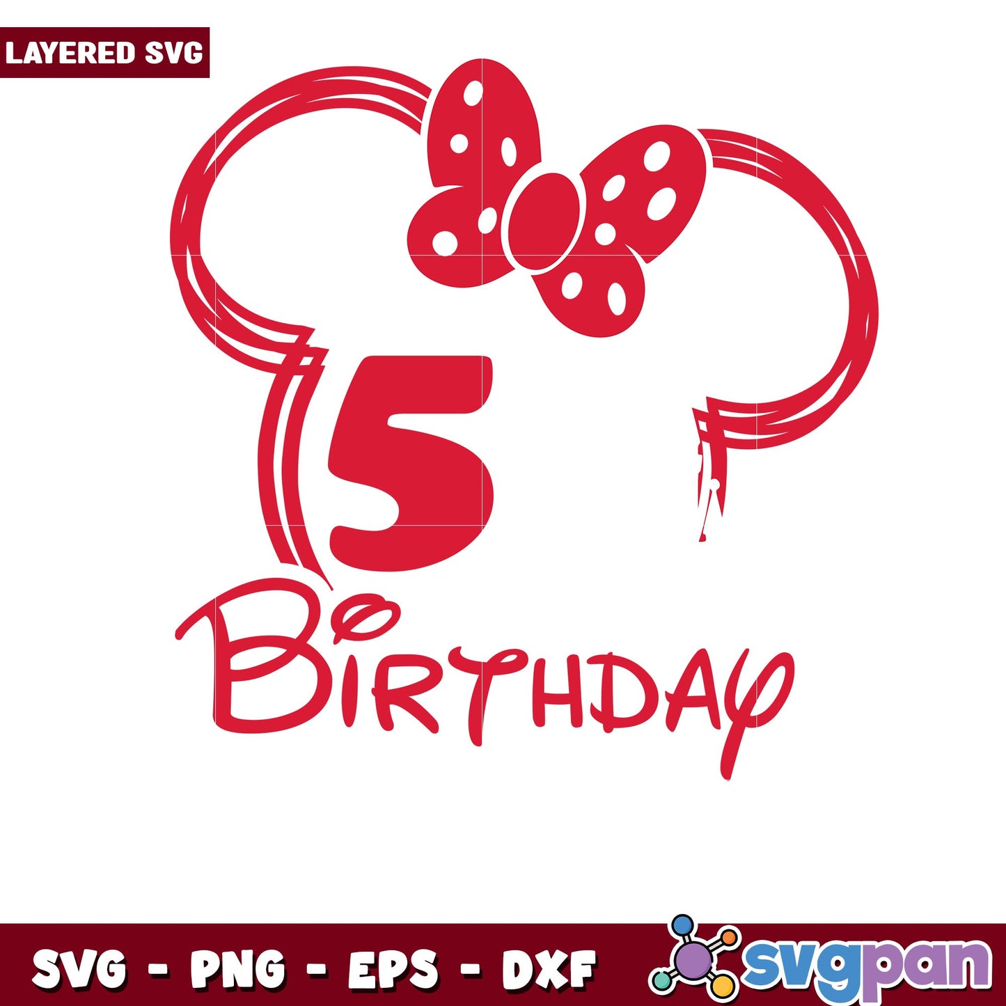 Disney Minnie 5th Birthday Crew white svg, Disney characters svg, digital download