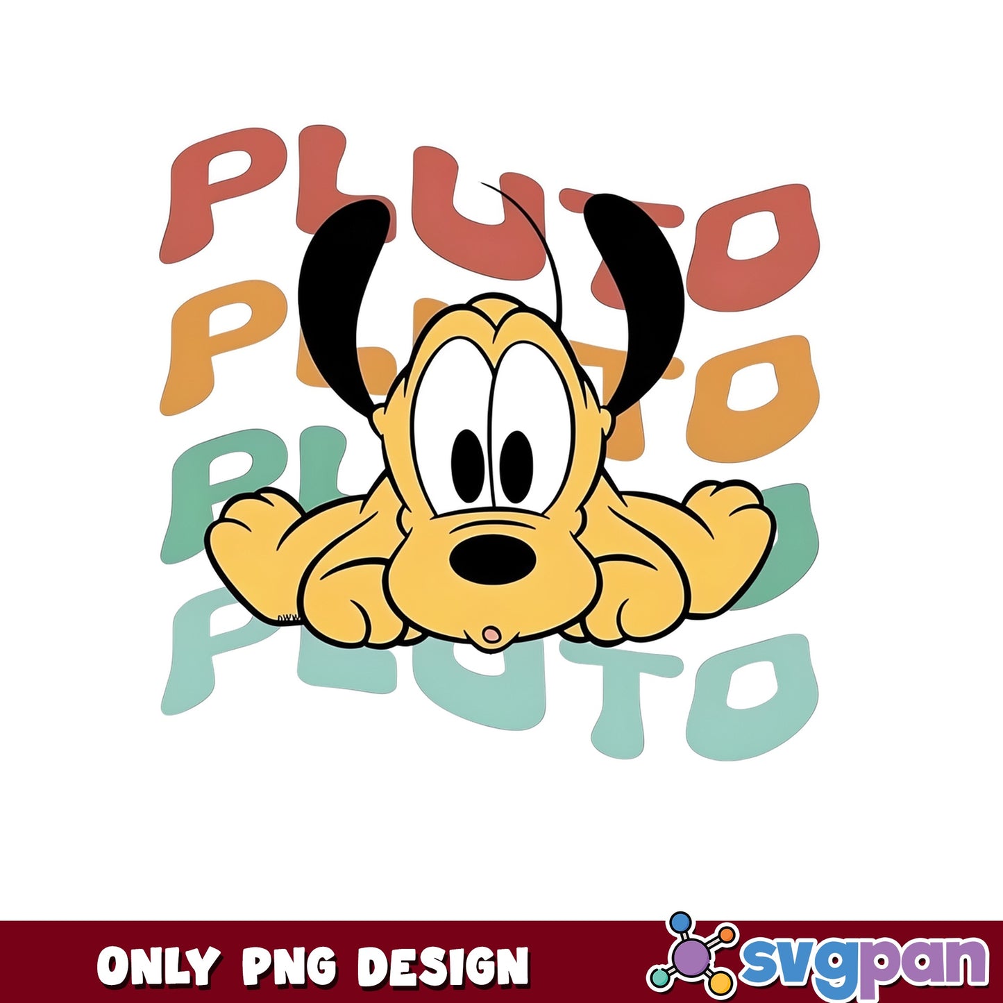 Disney Pluto Retro Stacked PNG, Pluto Dog PNG, Disney PNG
