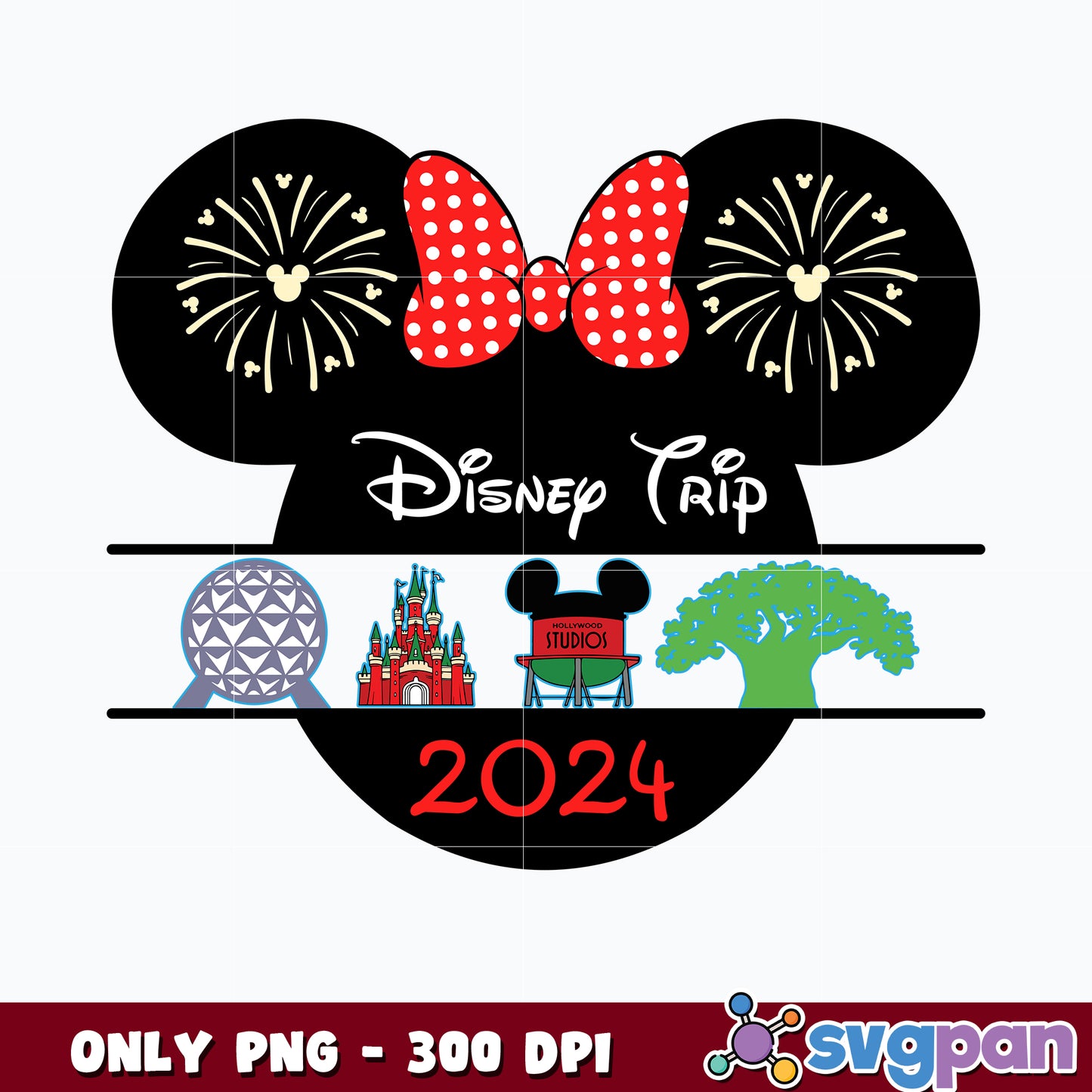Family Vacation 2024 minnie png, Magic Kingdom png