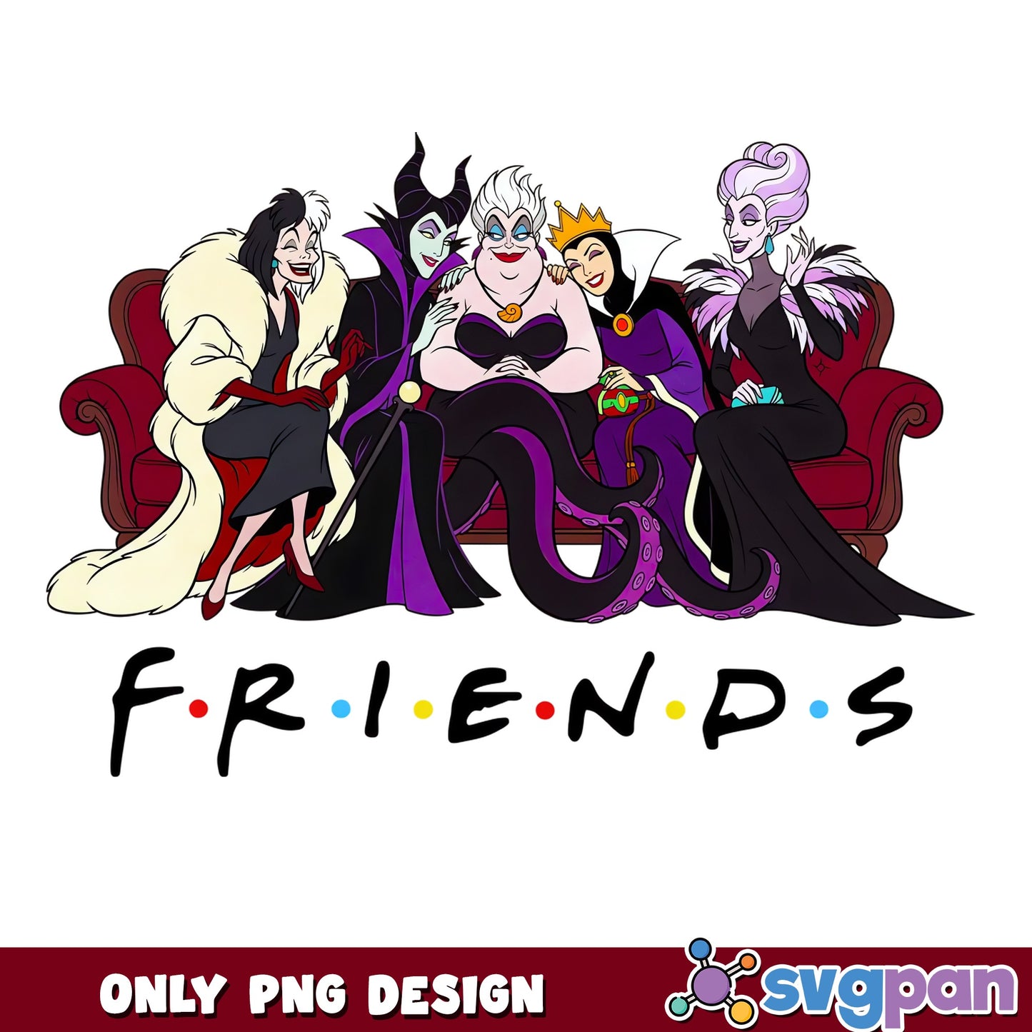 Disney Villains Friends PNG, Maleficent Ursula Cruella PNG, Halloween PNG