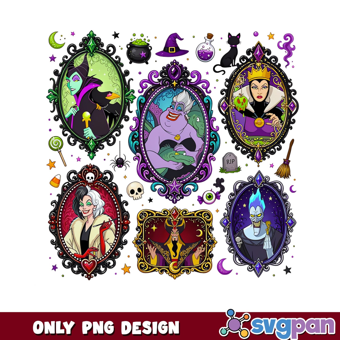 Disney Villains Halloween PNG, Maleficent Hades PNG, Villain Pack PNG