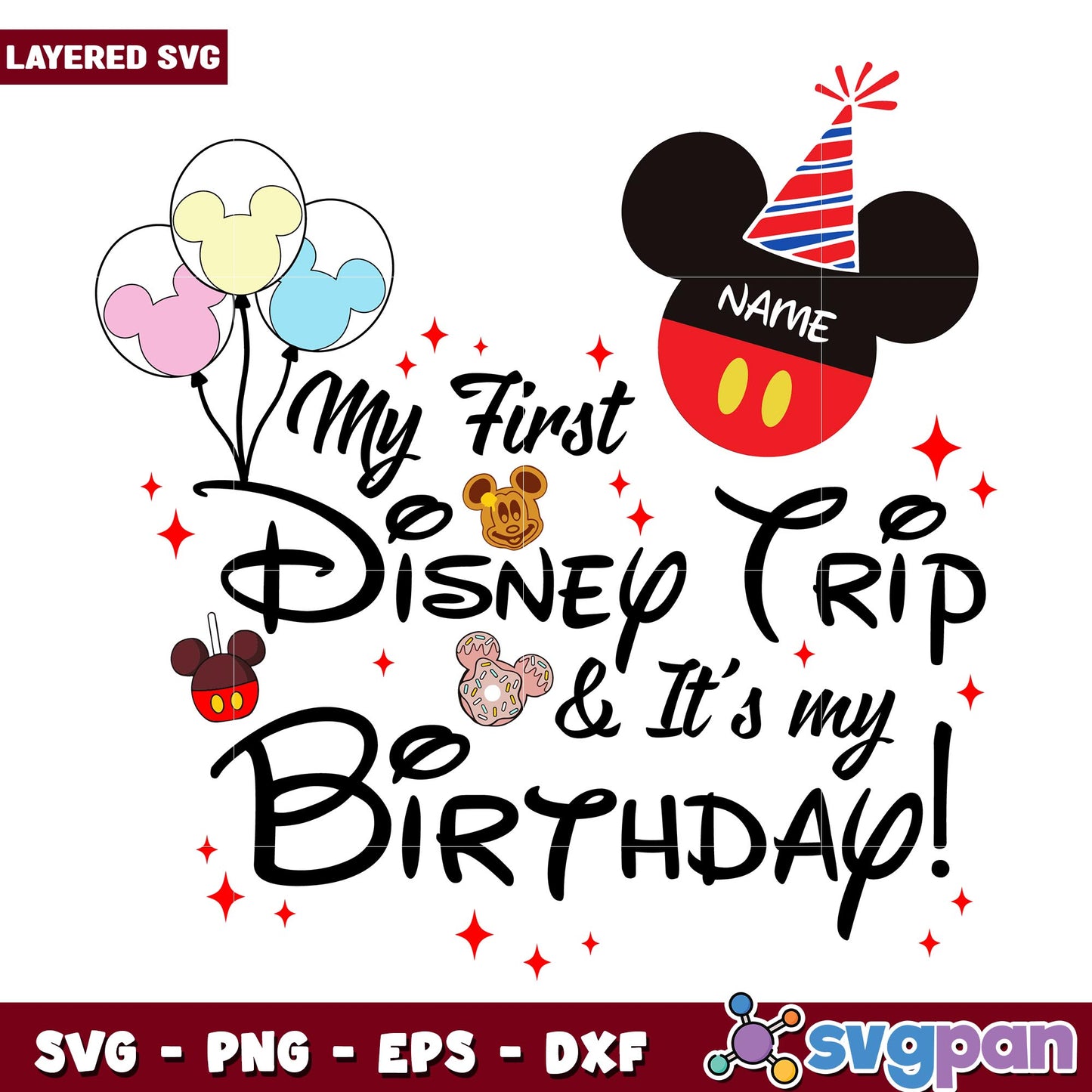 Disney mickey its my birthday name svg, Disney characters svg, Digital Download