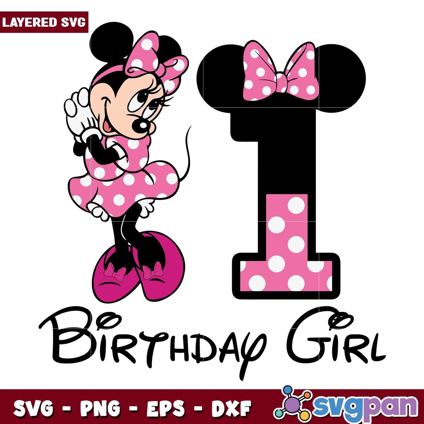 Disney minnie 1 st birthday girl svg, Disney characters svg, digital download
