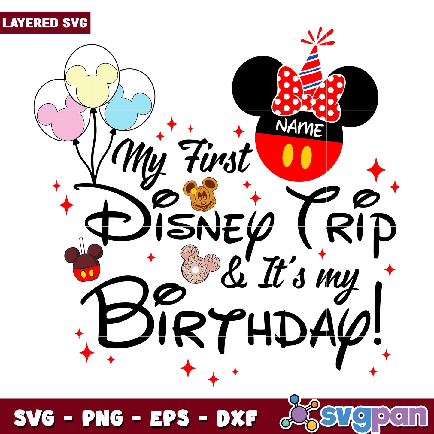 Disney minnie its my birthday svg name svg, Disney characters svg, Digital Download
