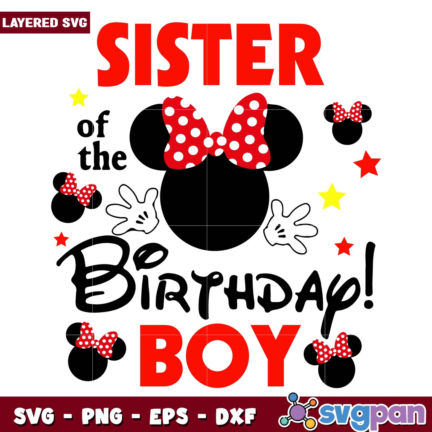Disney minnie mouse sister of the birthday boy svg, Disney characters svg, Digital Download