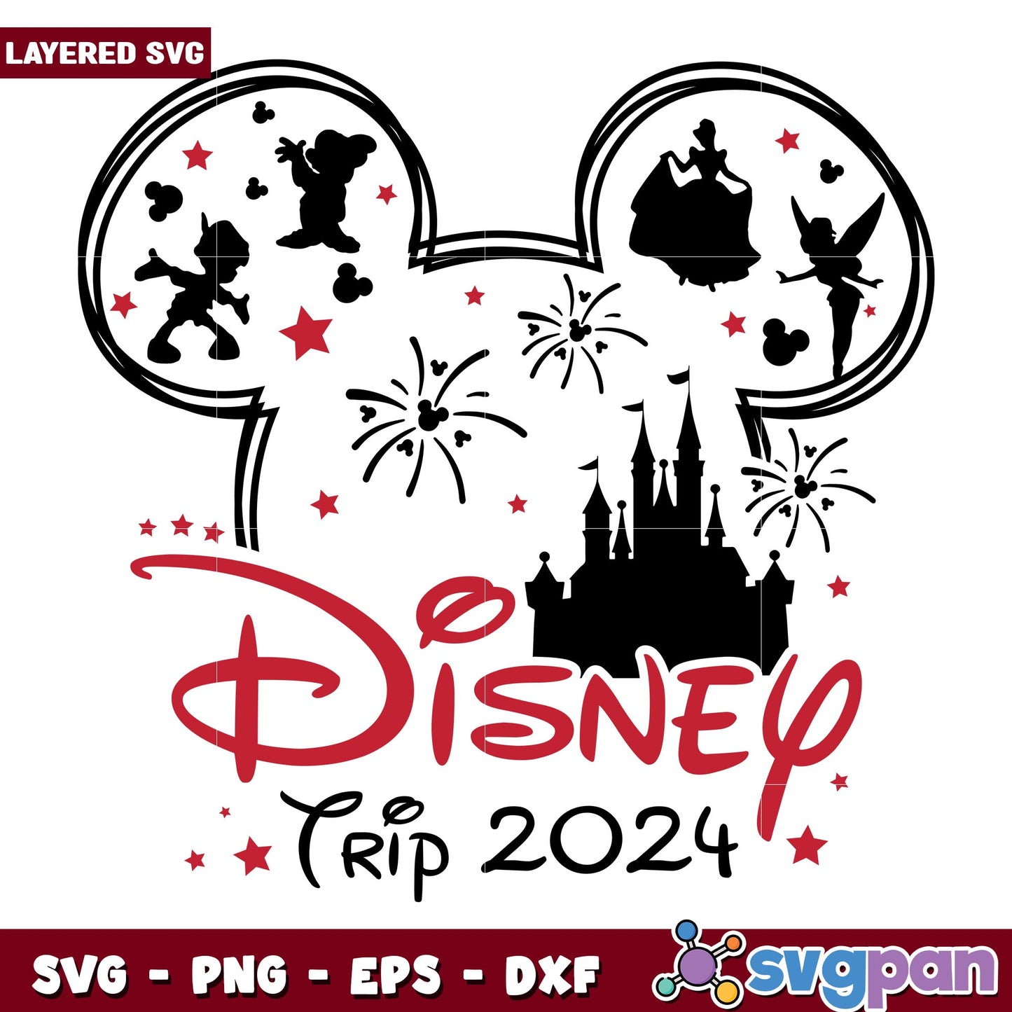 Disney trip 2024 mickey svg, Disney characters svg, digital download