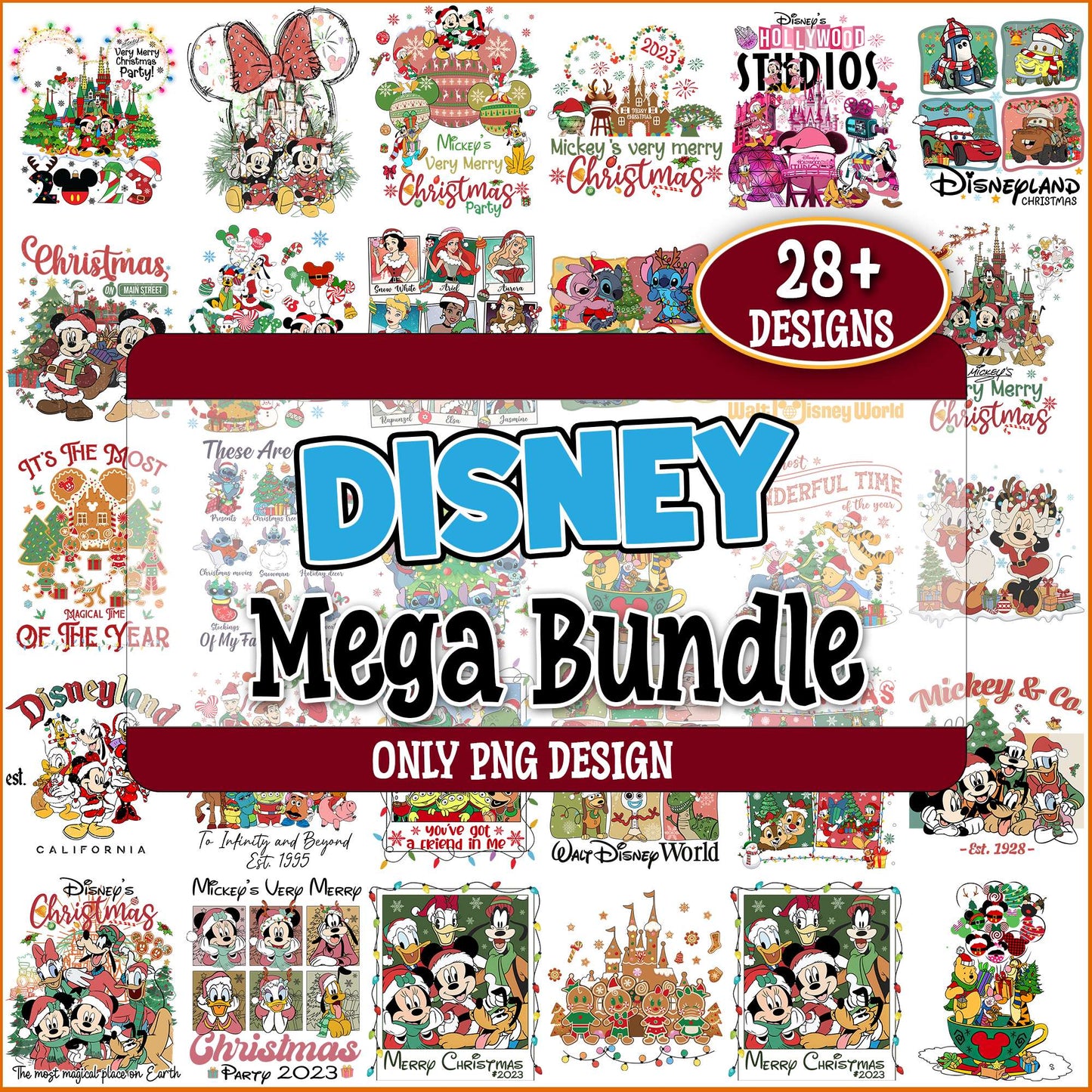 Disney cartoon christmas png bundle