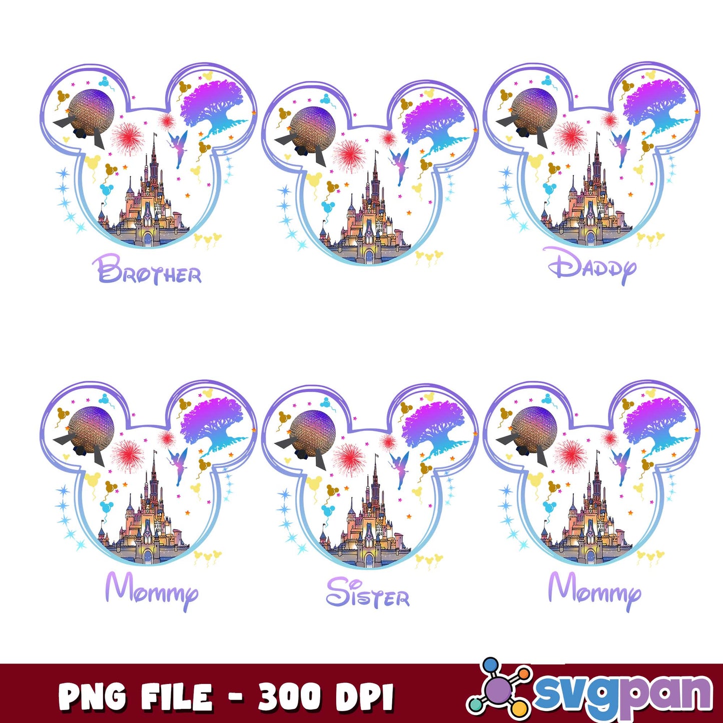 Disney castle family png bundle