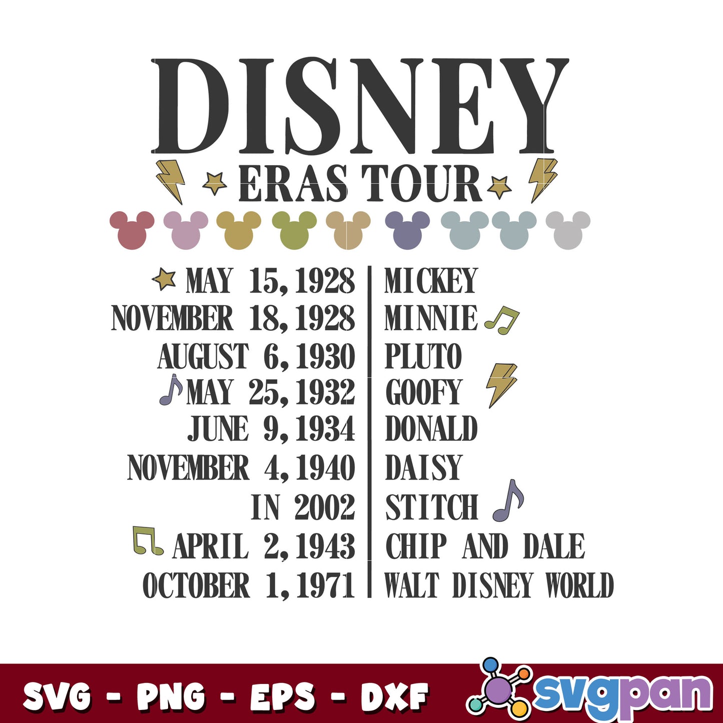 Disney eras tour design svg, eras tour disney svg, disney svg