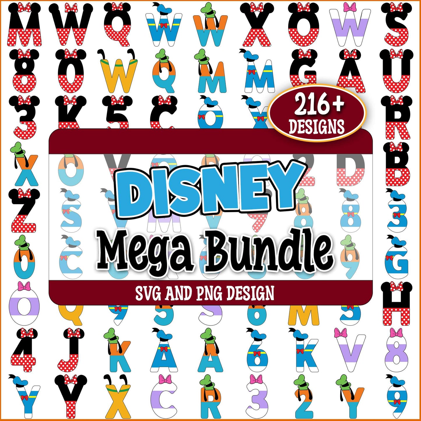 Disney font alphabet svg bundle