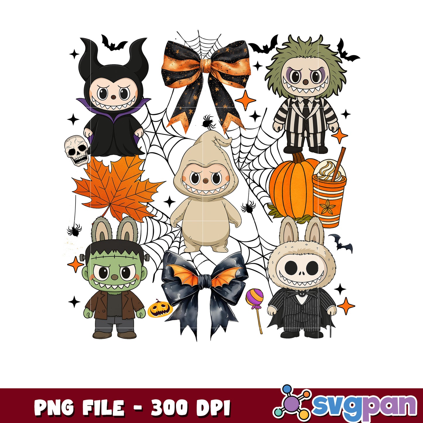 Disney labubu villains png, trick or treat png, halloween quotes png