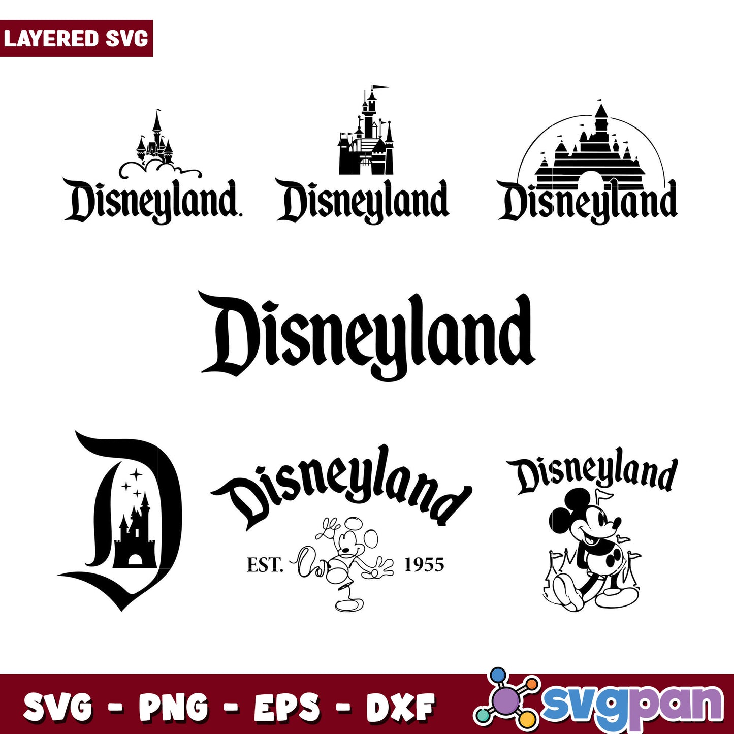 Disneyland SVG Bundle Logos & Mickey